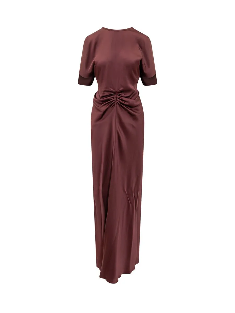 Victoria Beckham Long Satin Dress With Central Drape - 1