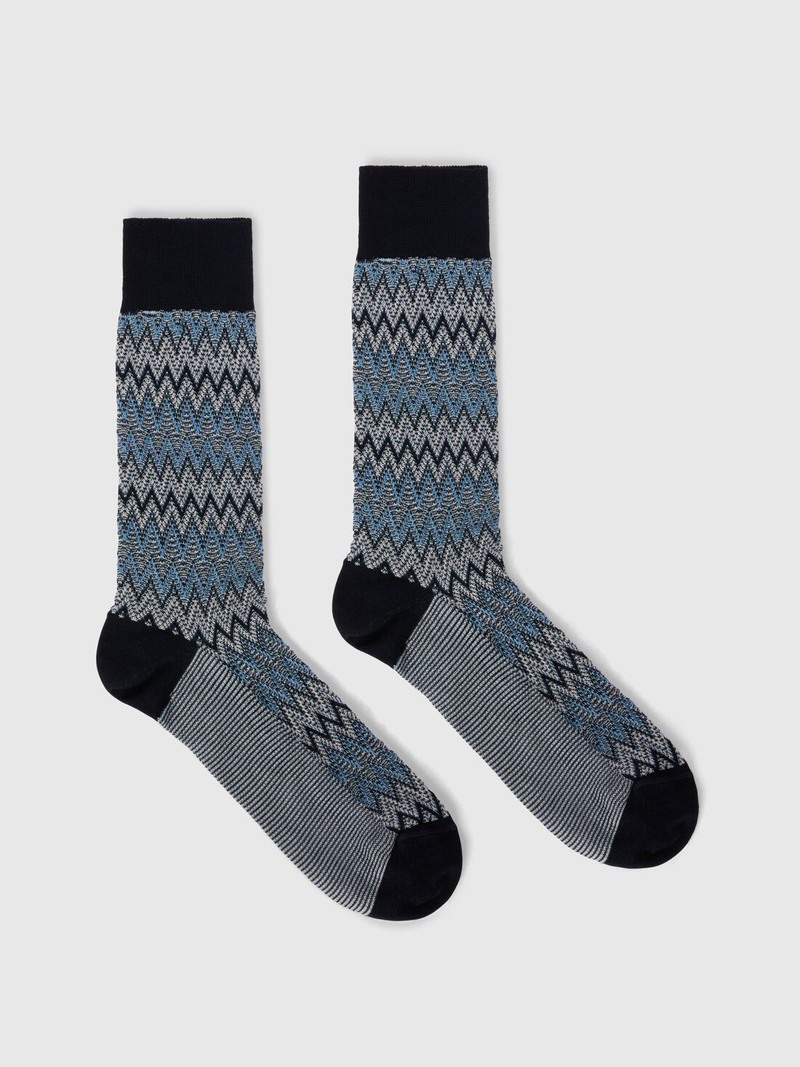 Mid-length cotton-blend socks with dégradé zigzag 1