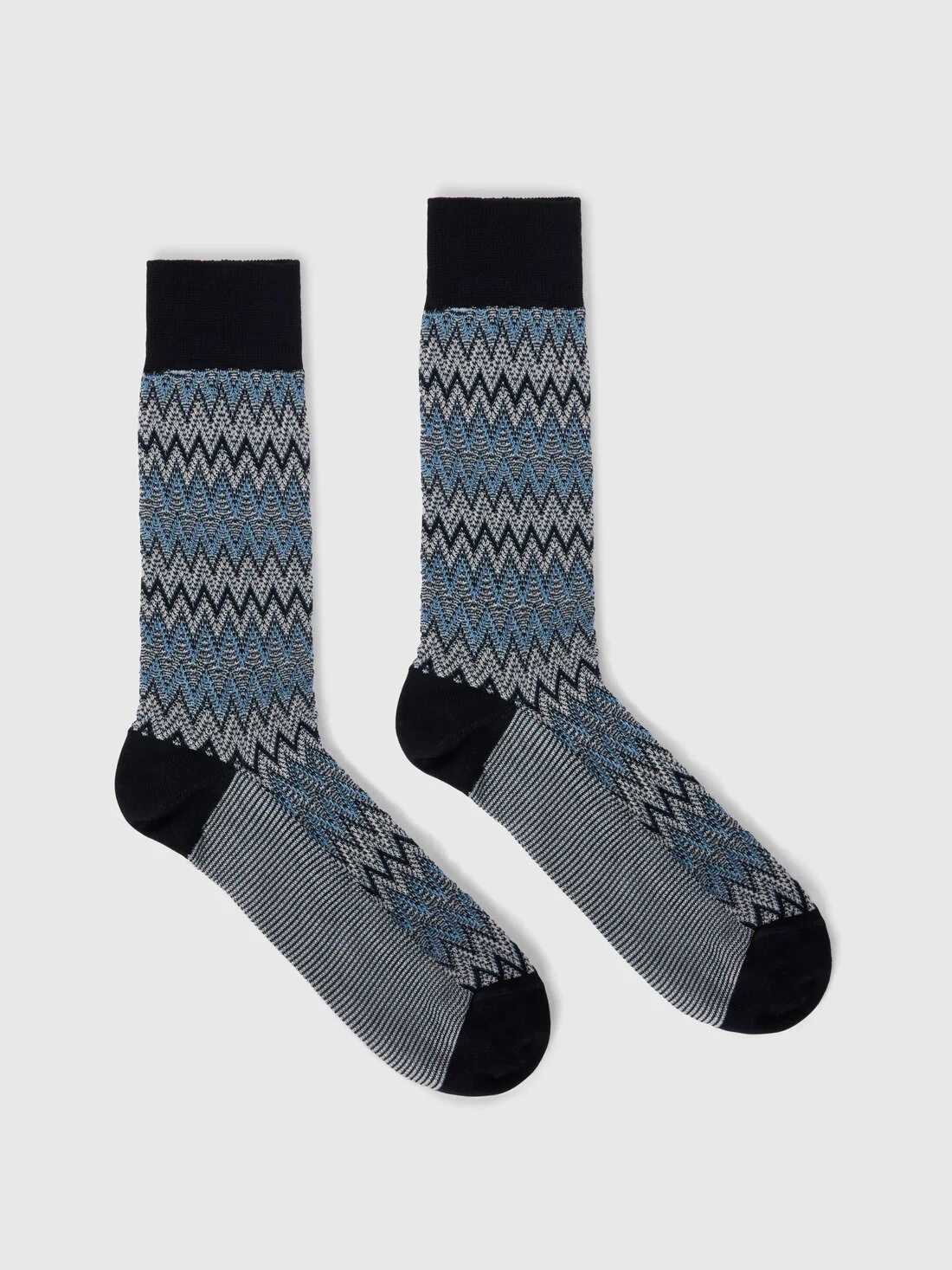 Mid-length cotton-blend socks with dégradé zigzag - 1
