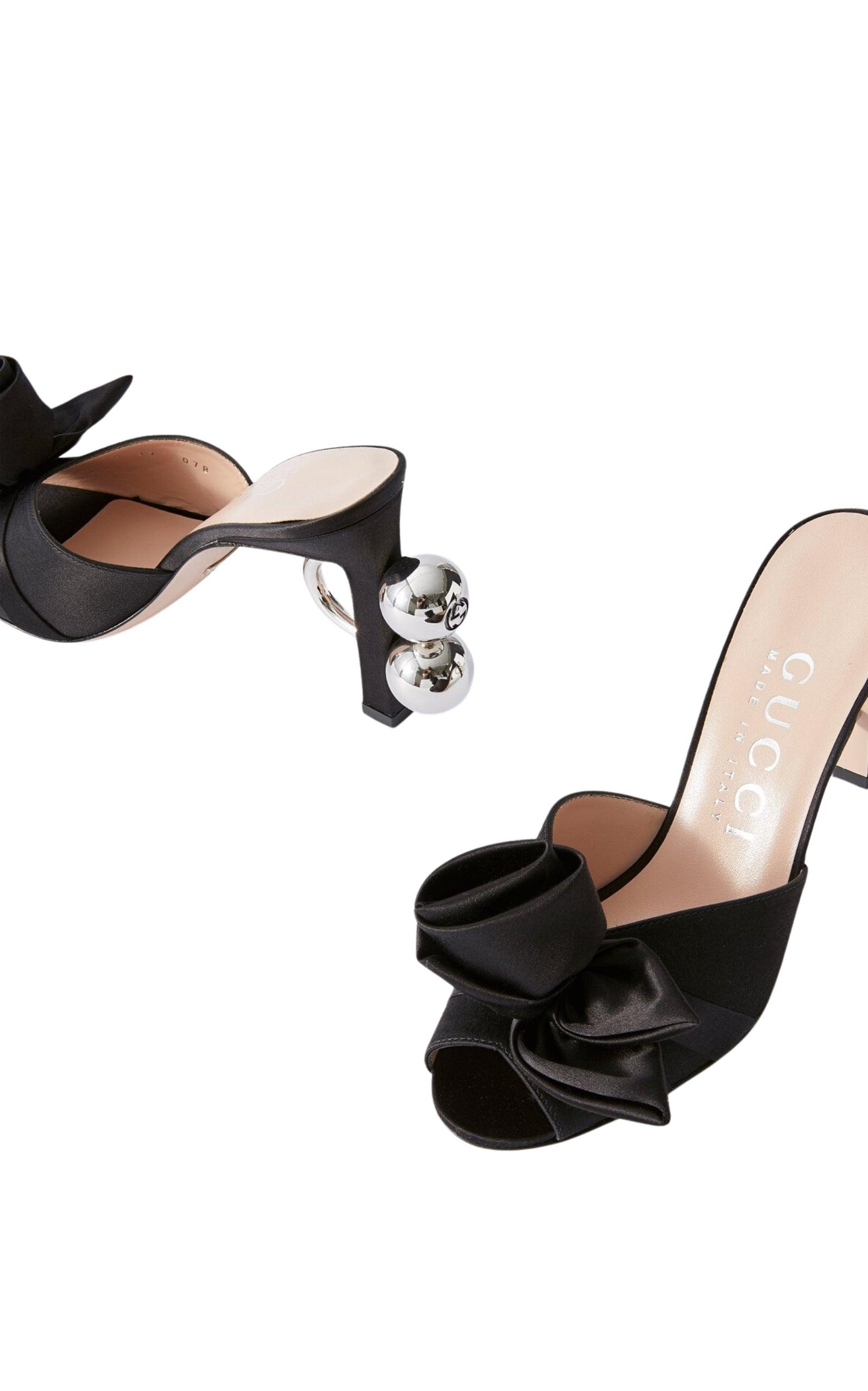 Shawana Satin Flower Mules in Black - 6