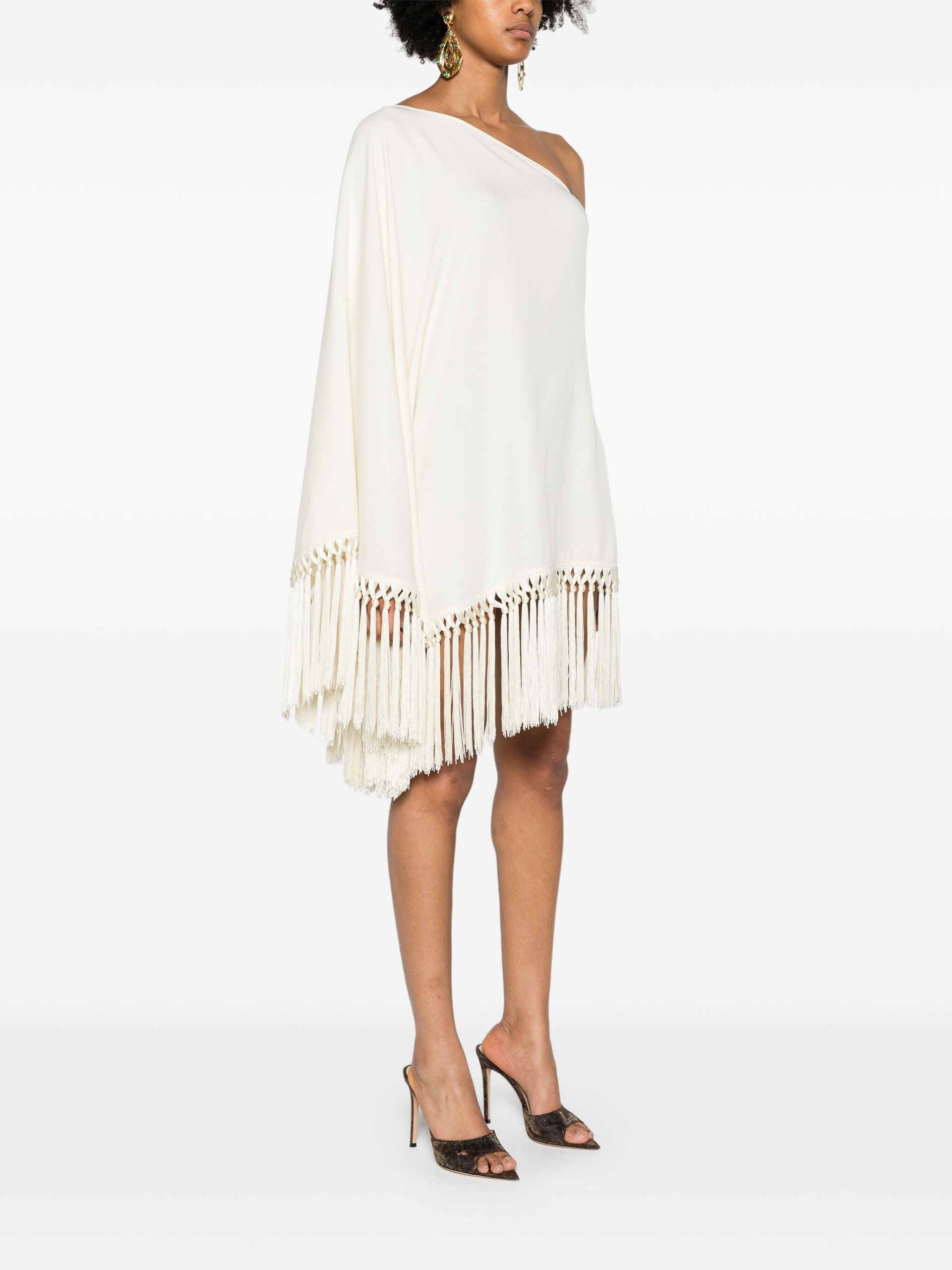 White Arno Fringed Mini Dress - 3