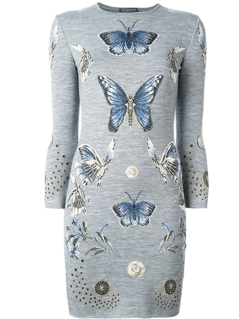 butterfly jacquard knit dress 1