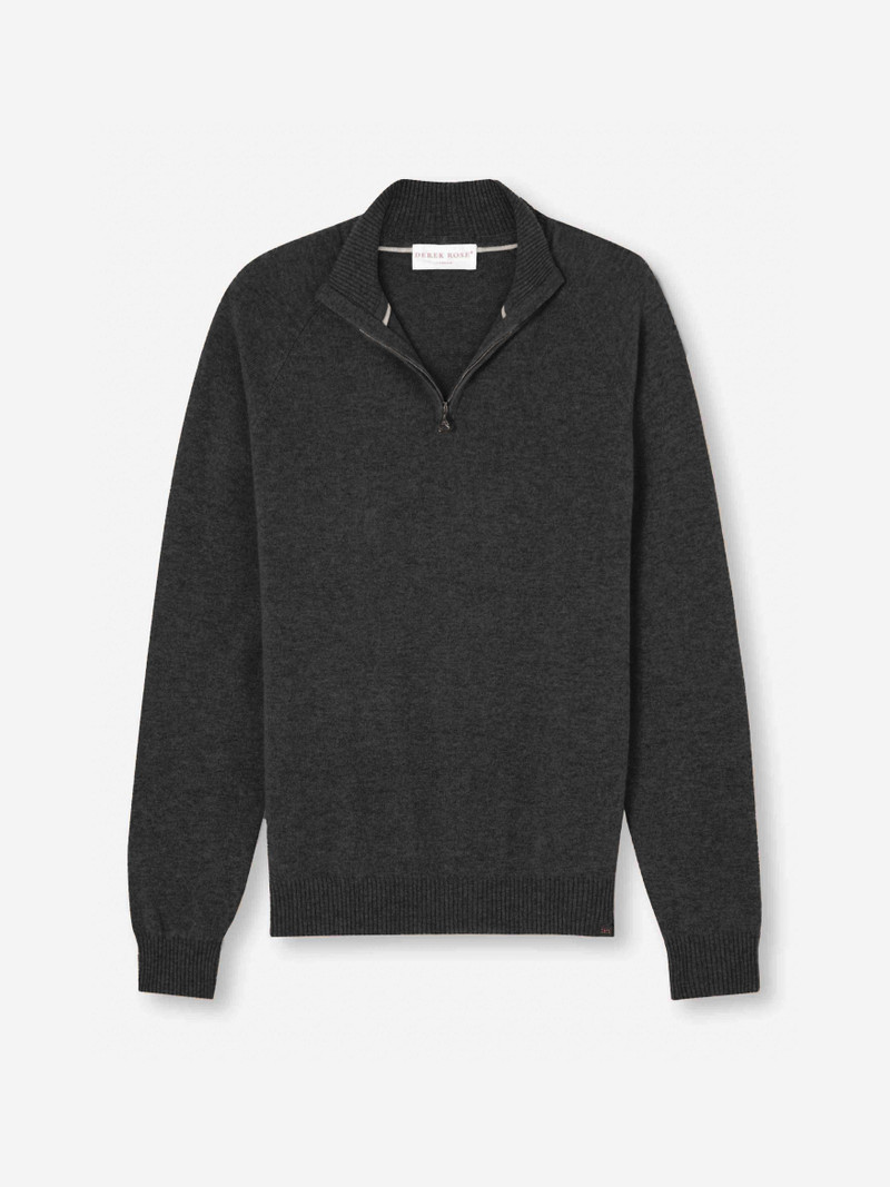 Men's Half-Zip Sweater Finley Cashmere Charcoal Heather - 1