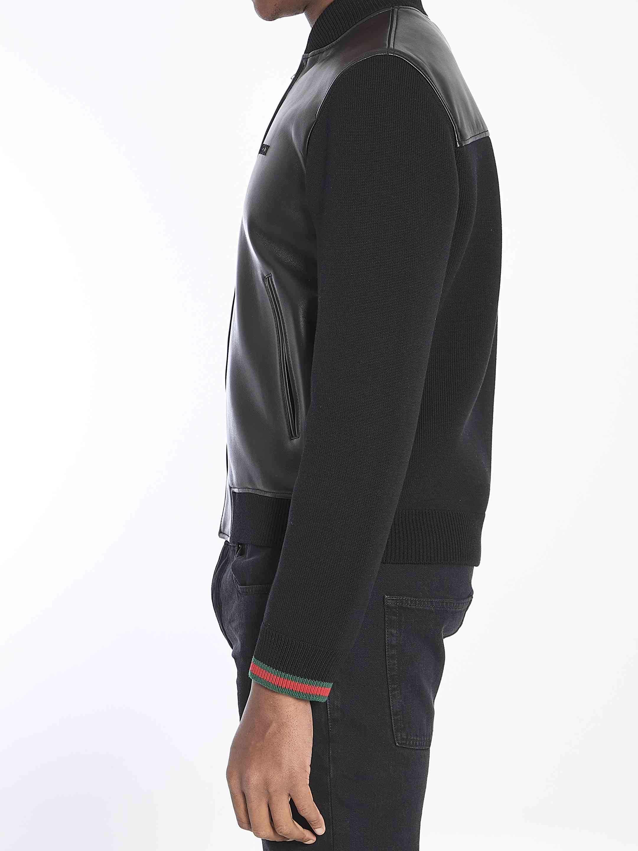 Gucci Men Nappa Leather And Knit Bomber - 3