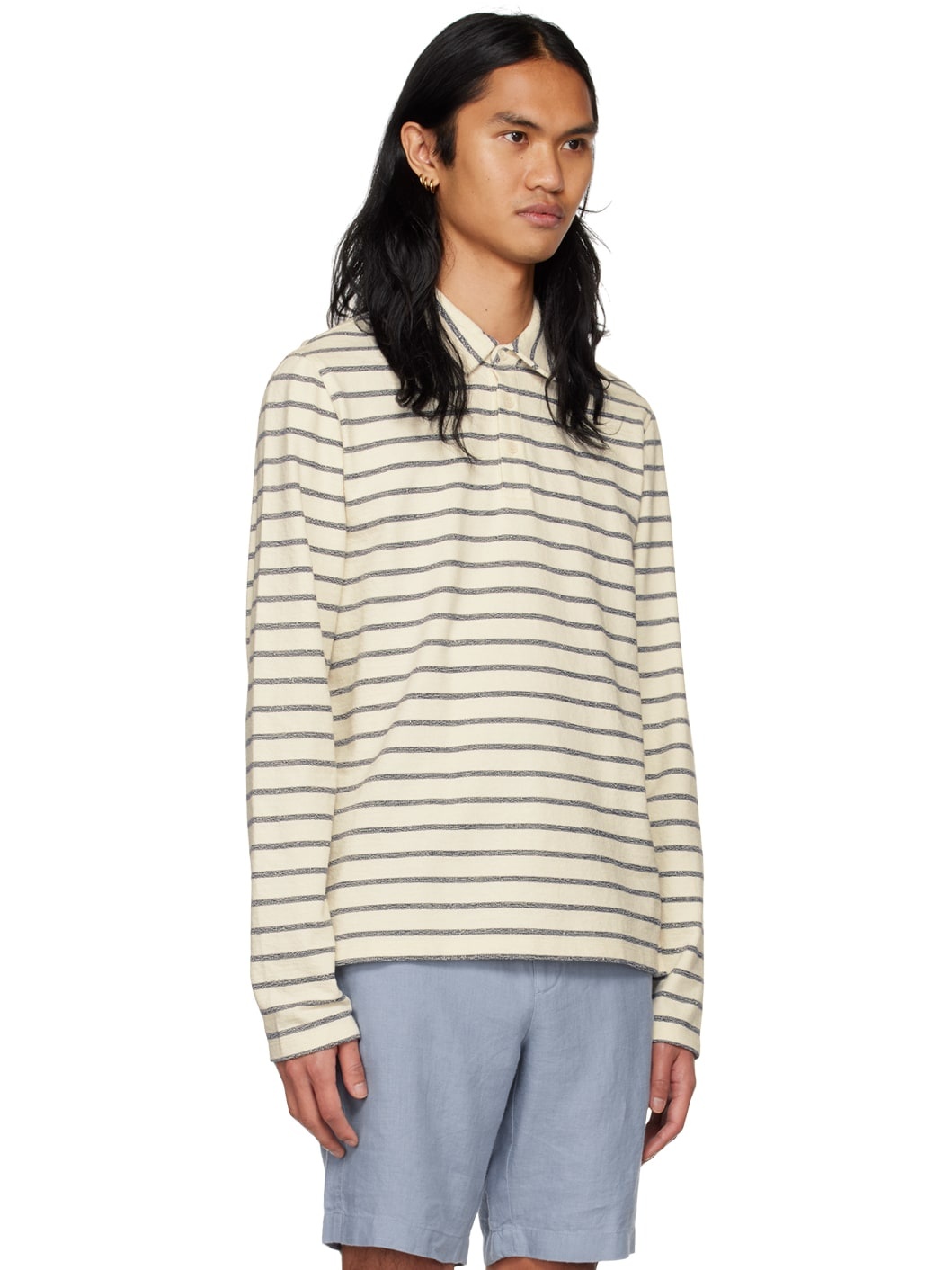 White & Blue Striped Polo - 2