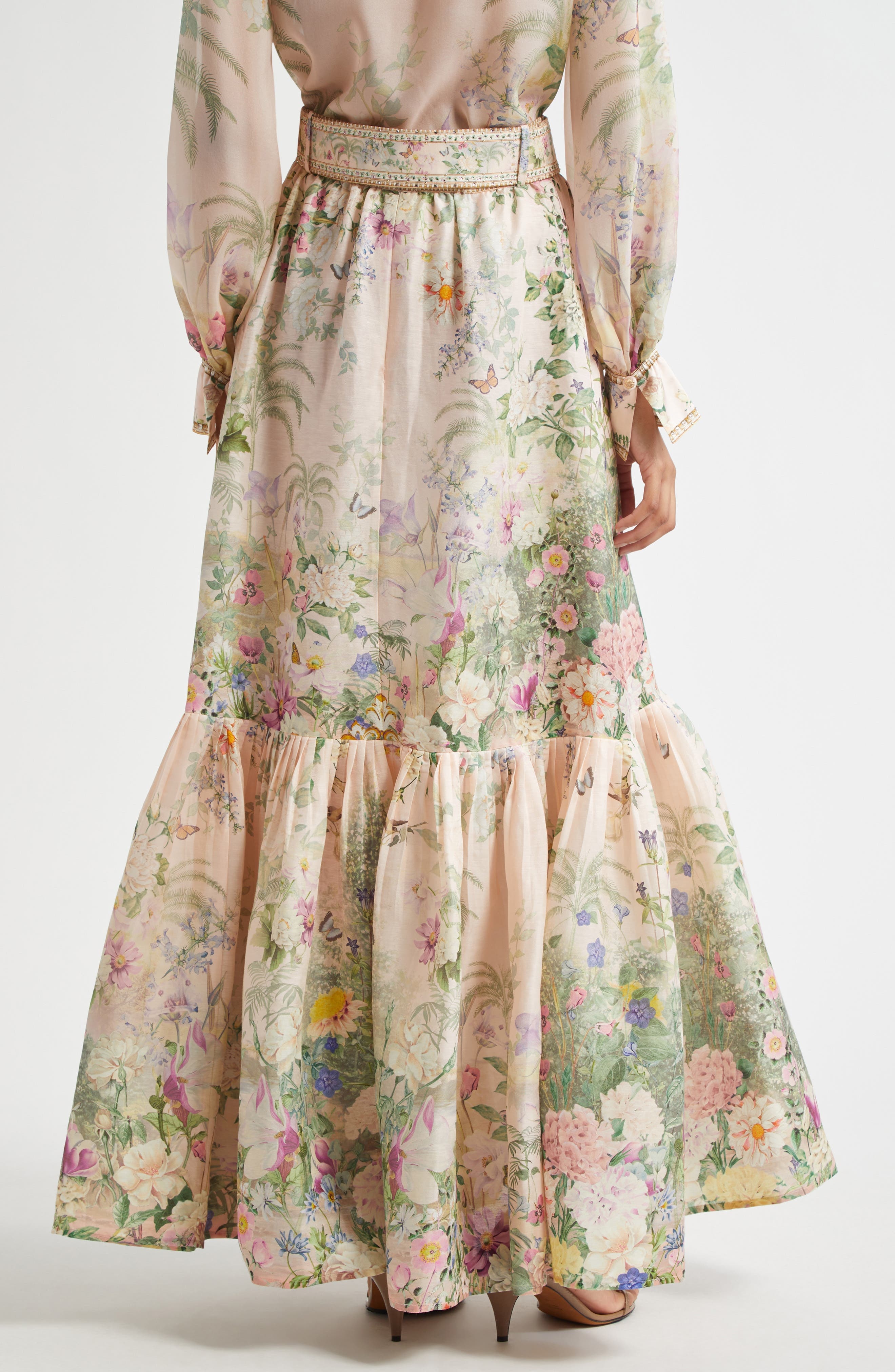 Camilla Tiered Linen & Silk Maxi Skirt in Palacio Playground at Nordstrom - 3