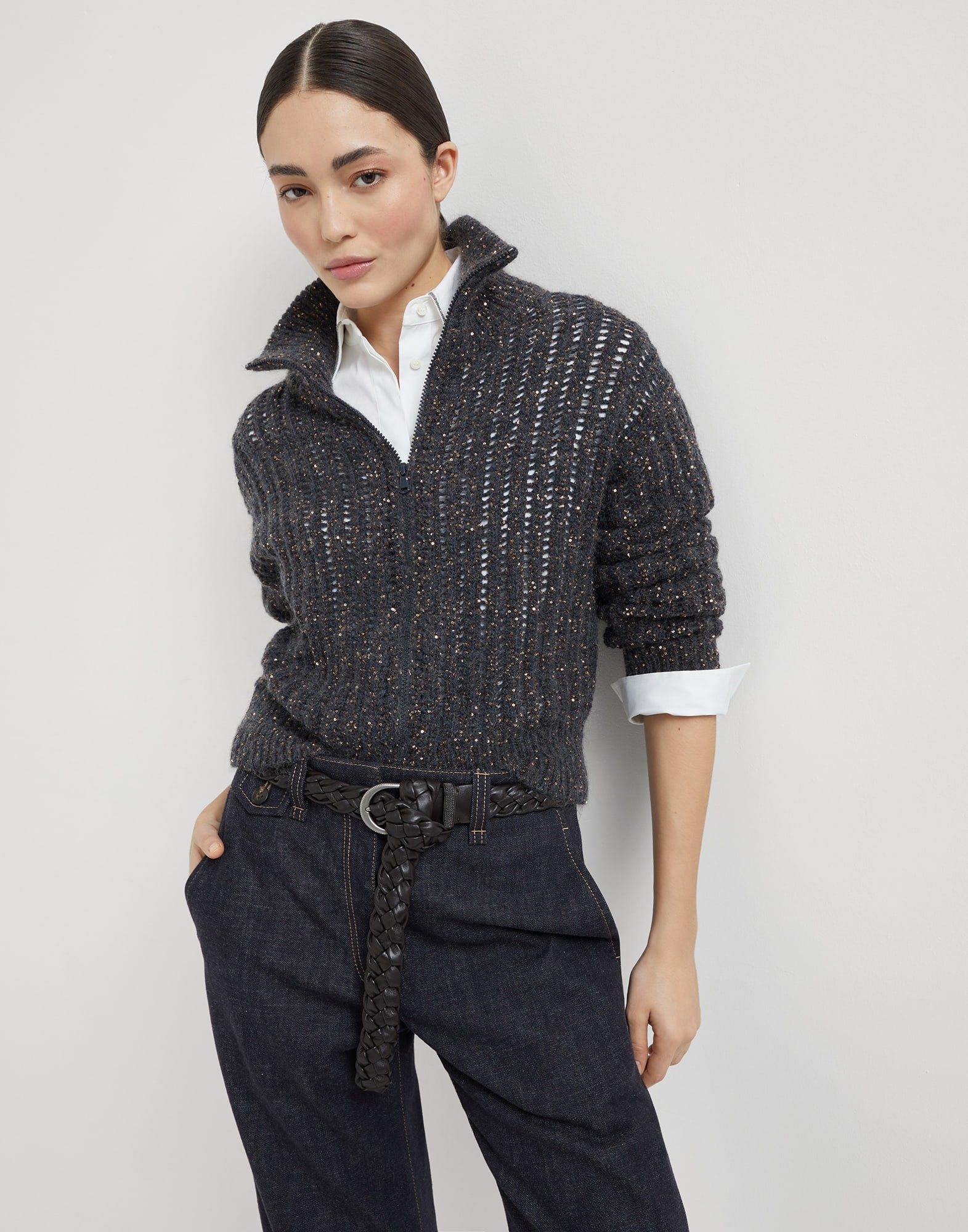 Soft wool, cashmere and mohair dazzling rib cardigan - 4