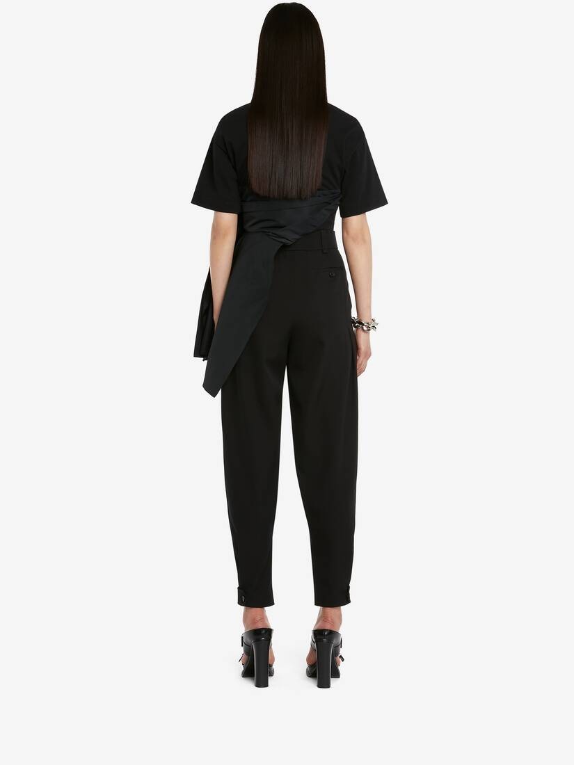 Tシャツ・カットソー alexander mcqueen DRAPED HYBRID T-SHIRT (733976_QLAA61000) Alexander McQueen Women's Hybrid Drape T-shirt in Black