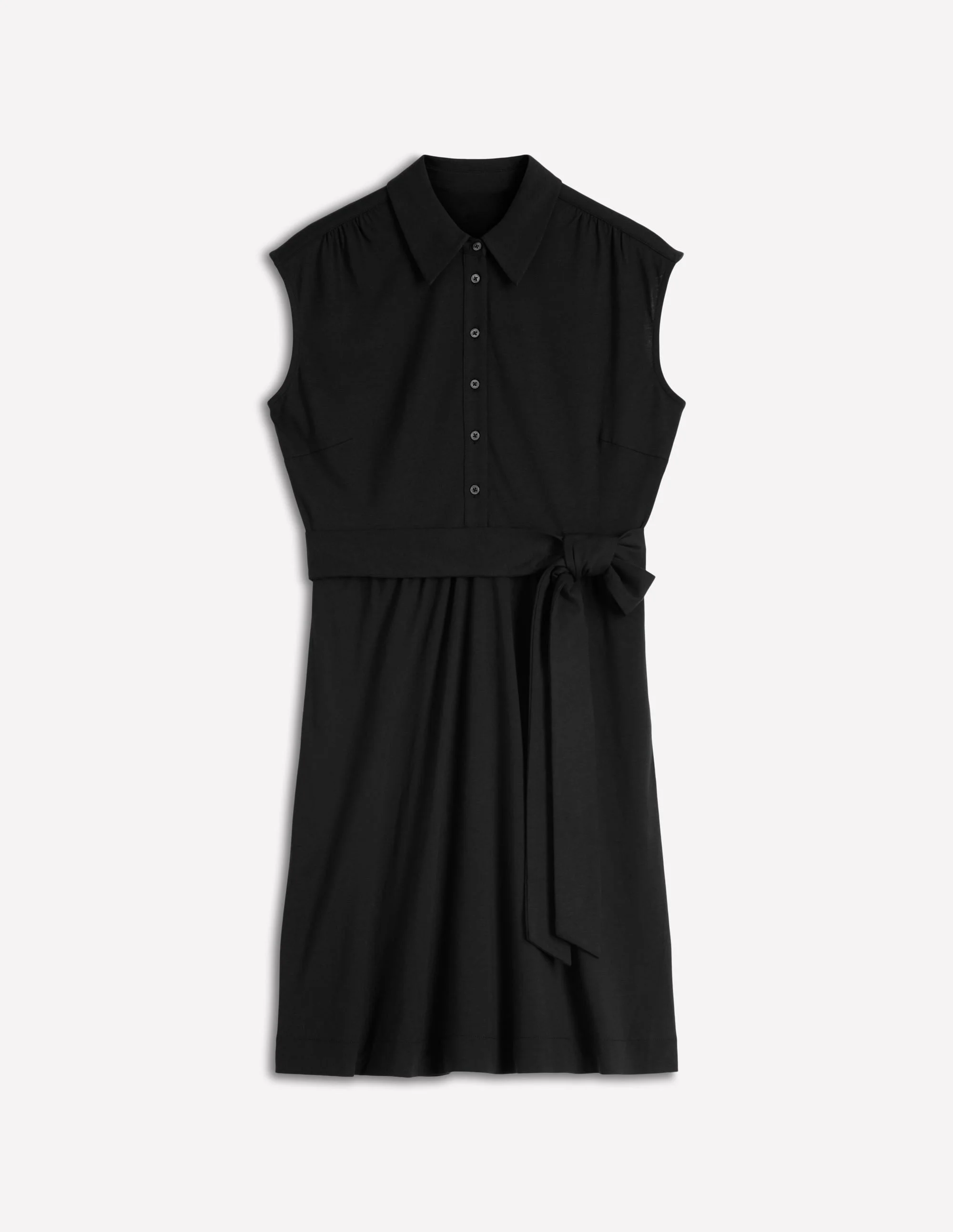 Honor Short Jersey Shirt Dress-Black - 1