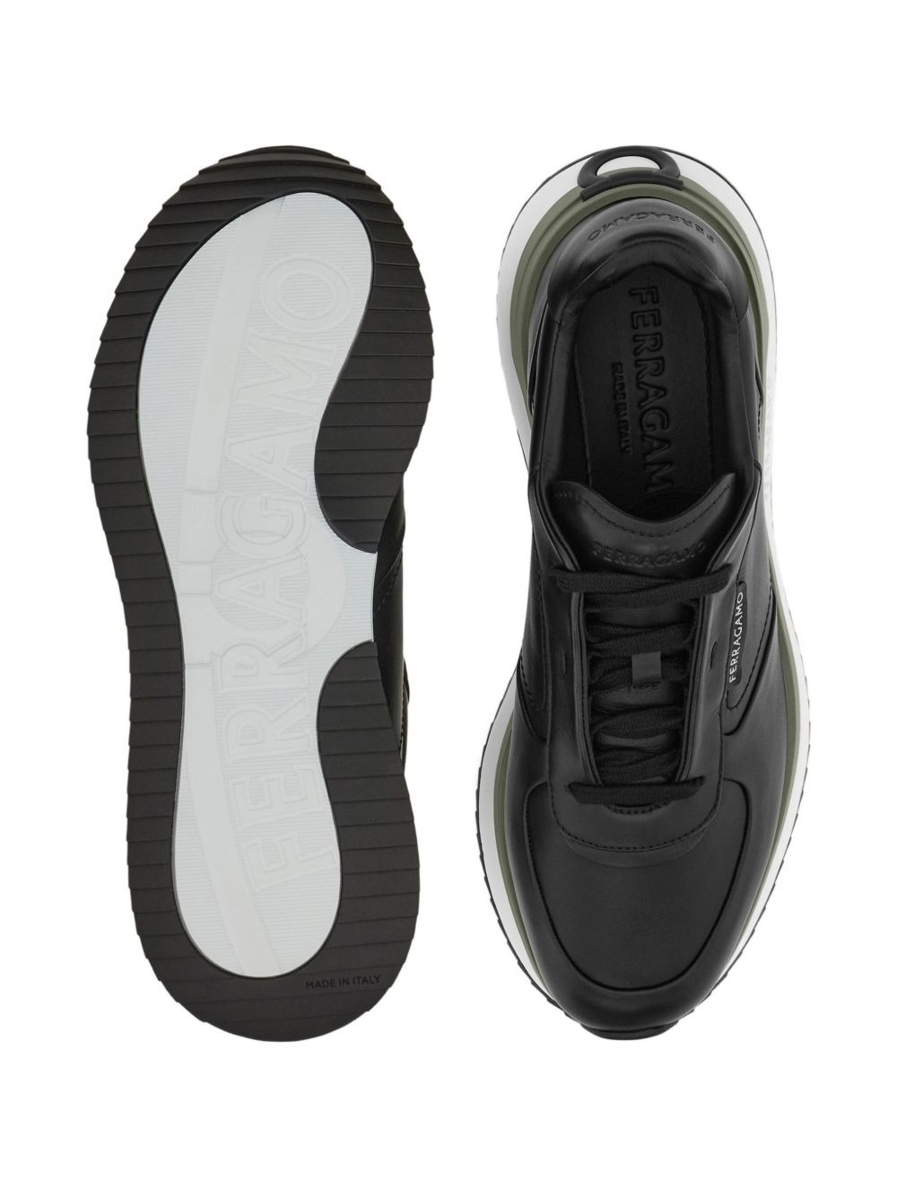 lace-up leather low-top sneakers - 3