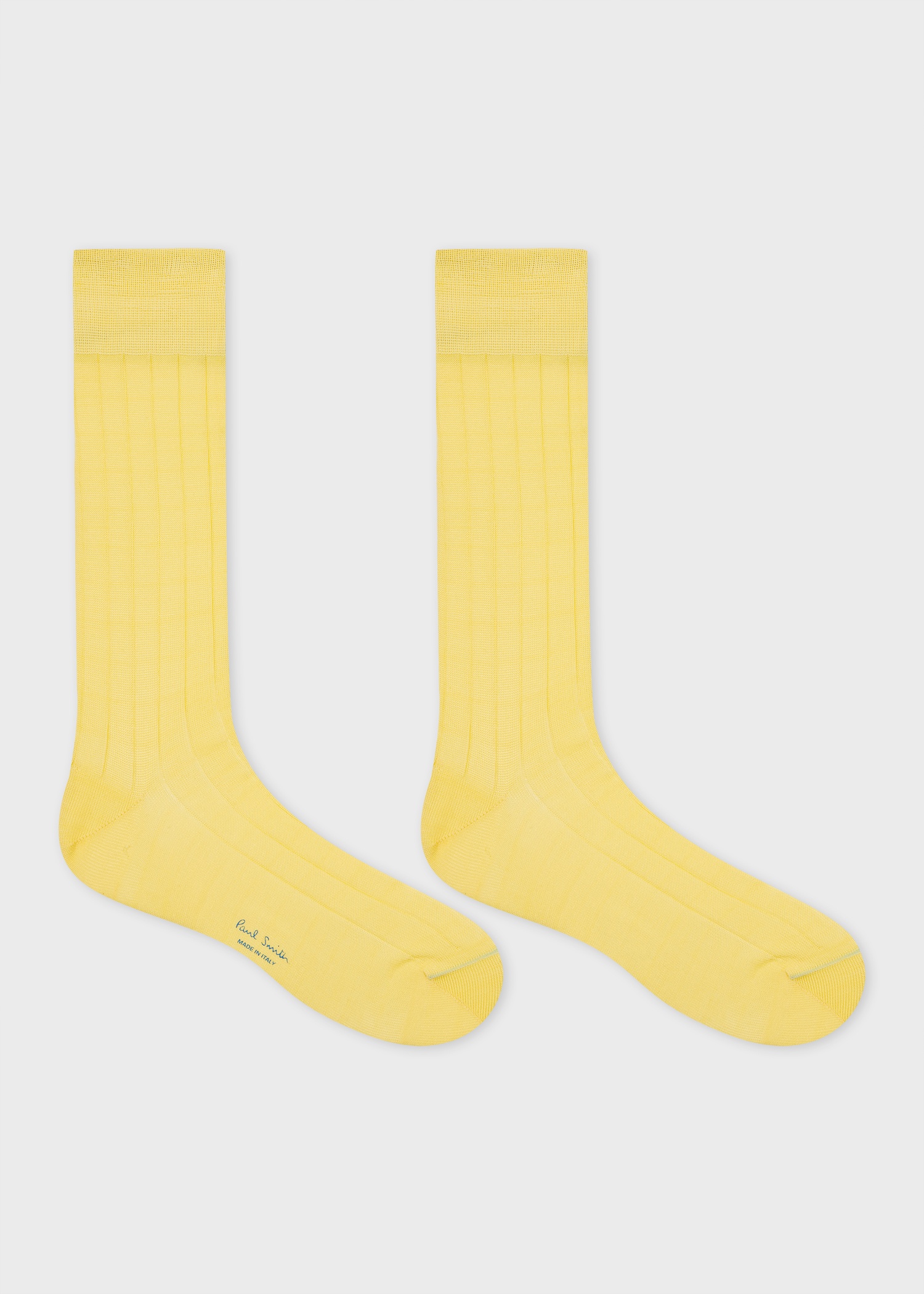Lemon Yellow Ribbed Cotton Socks - 2