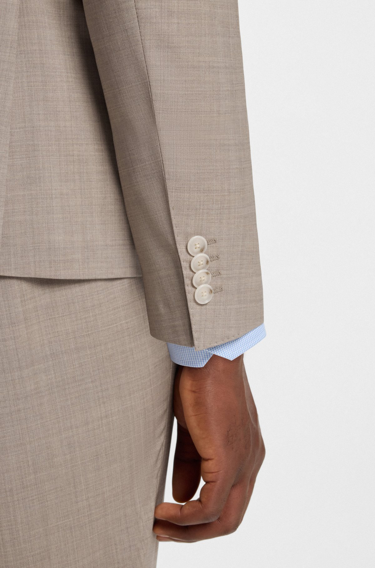 SLIM-FIT THREE-PIECE SUIT IN MELANGE WOOL - 5