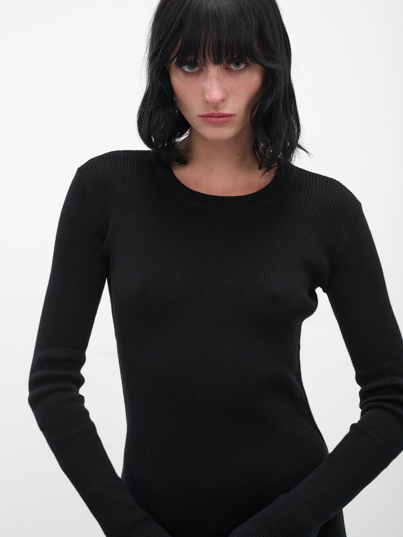 Black Eva Long Knit Dress - 4