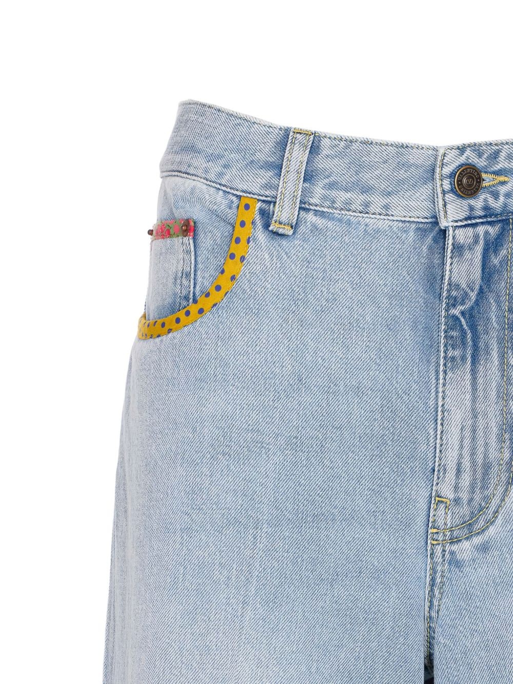 floral-hem embroidered jeans - 4