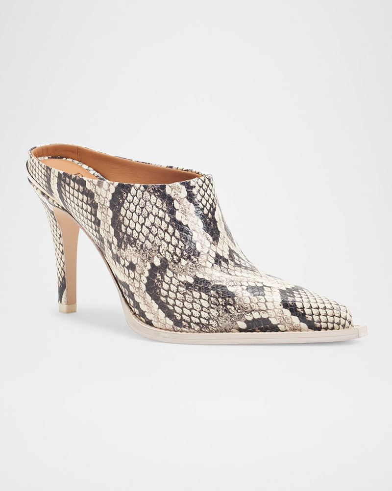 PARTLOW Kelley Python-Embossed Western Mule Pumps outlook