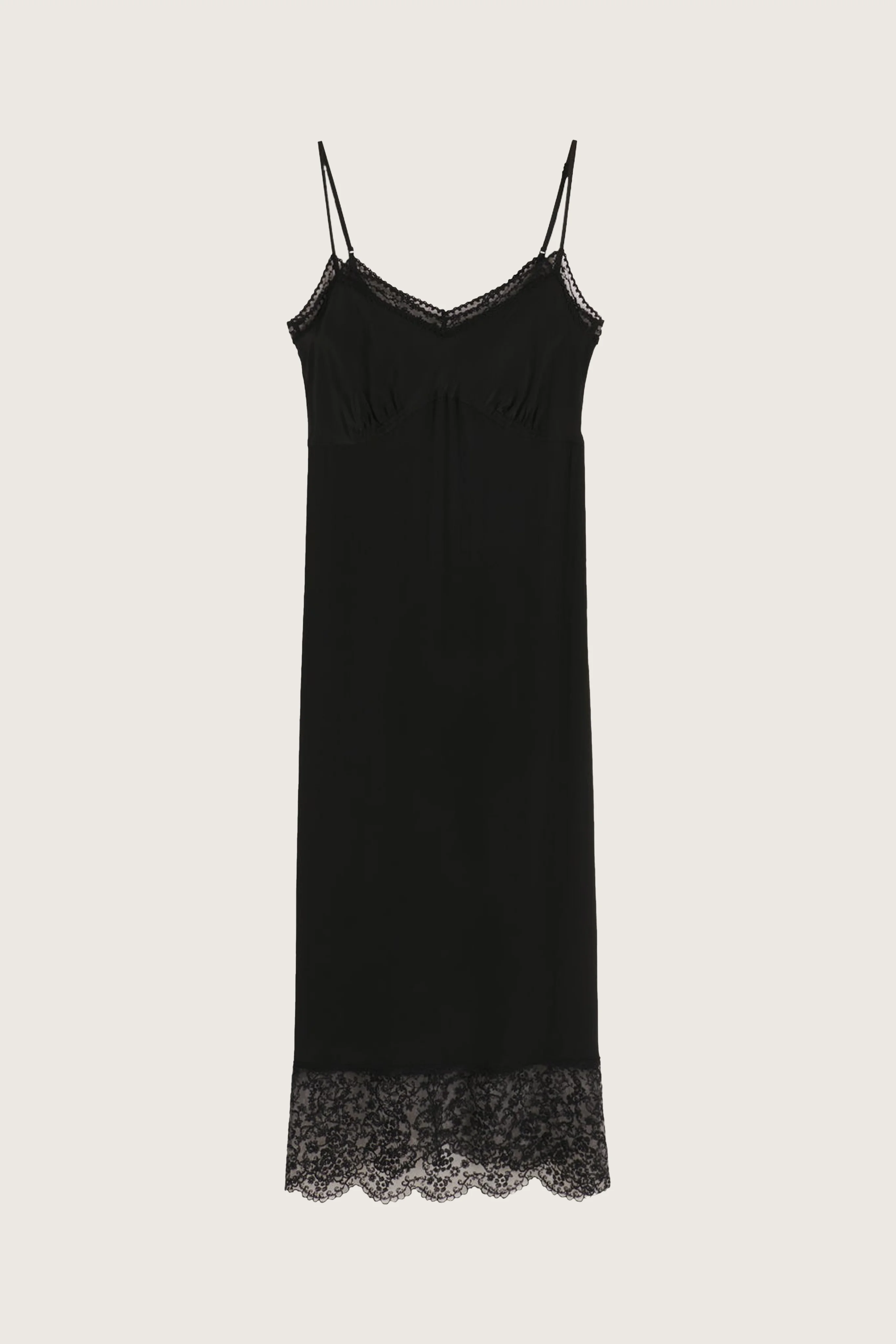 Deep Lace Trim Slip Dress - 1
