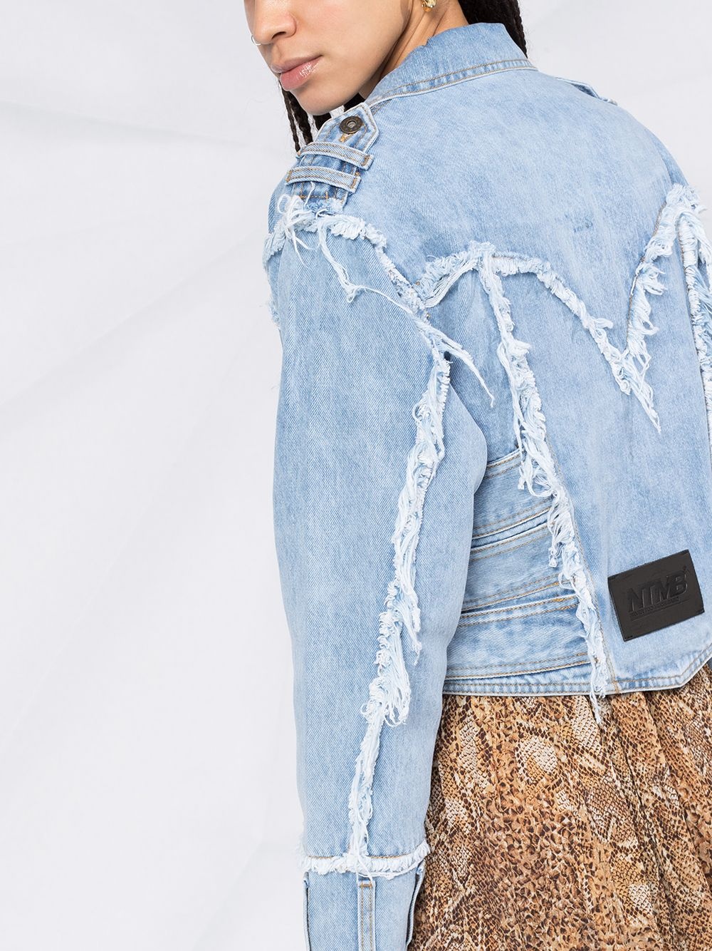 distressed effect denim jacket - 3