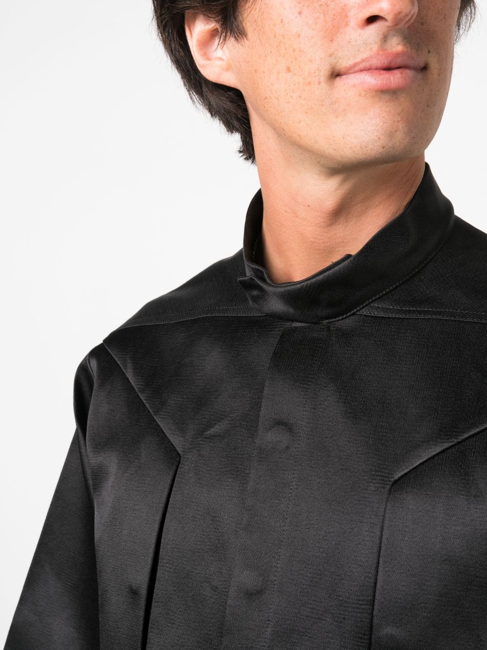 band-collar satin shirt - 5