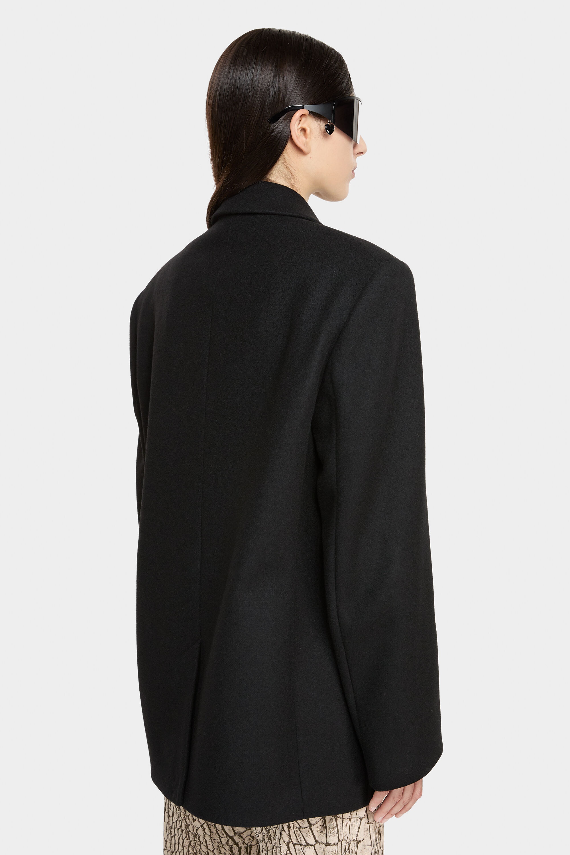 Double-breasted wool jacket - Black - 4
