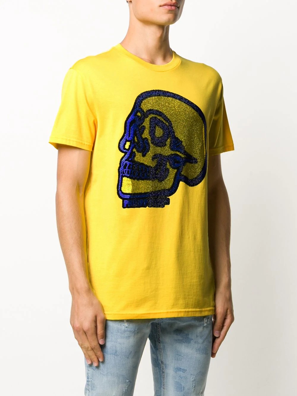 crystal outline skull T-shirt - 3