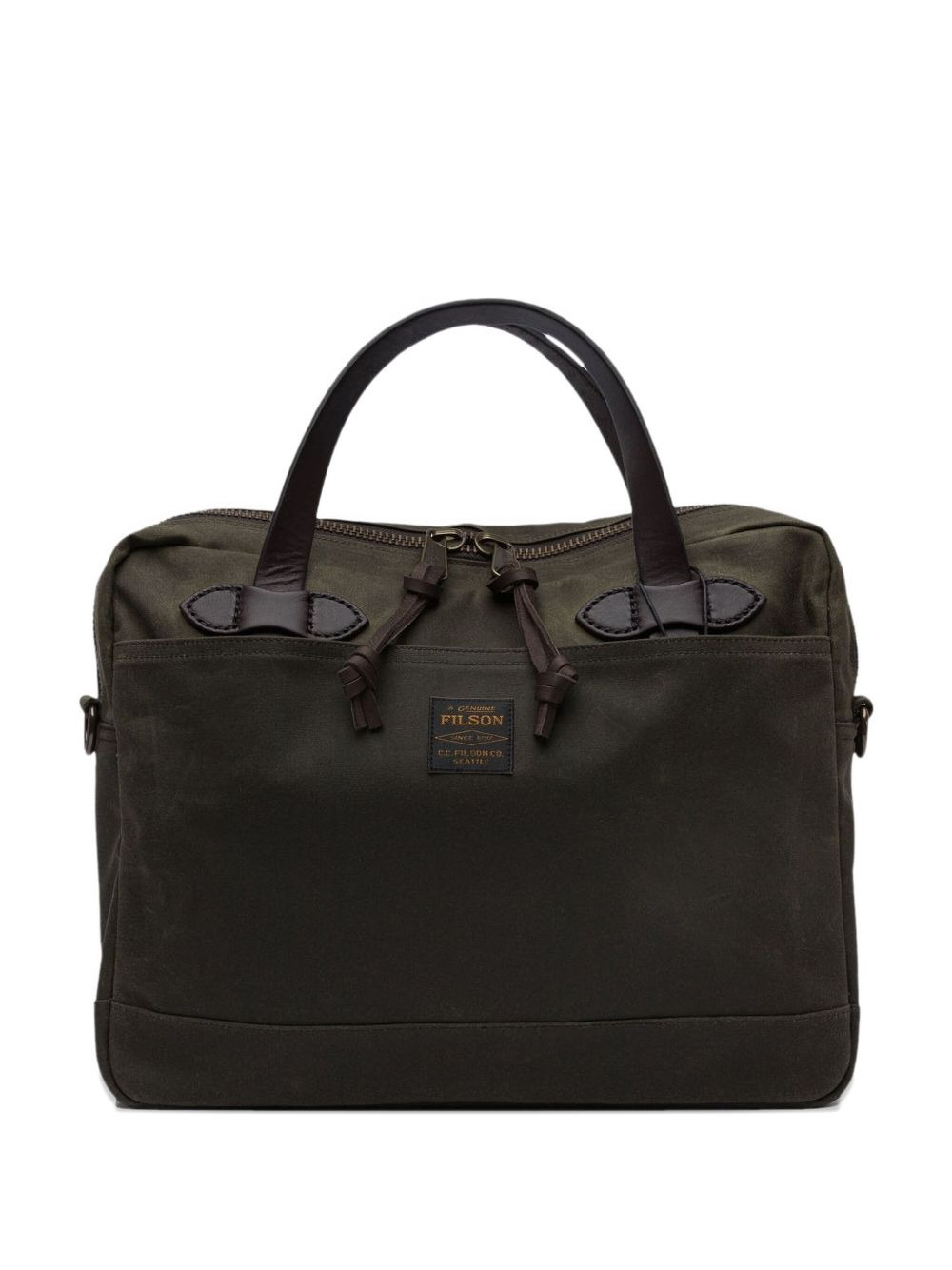 logo-patch cotton shoulder bag - 1