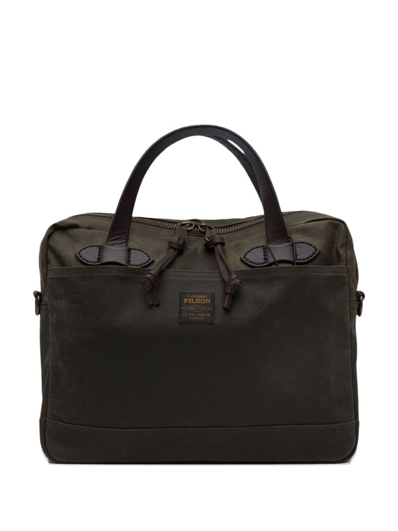 logo-patch cotton shoulder bag 1
