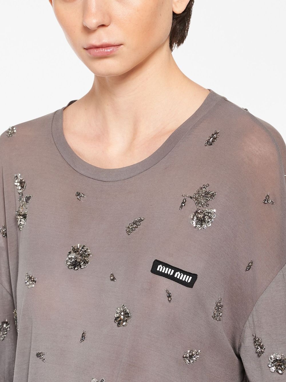 sequin-embellished jersey dress - 5