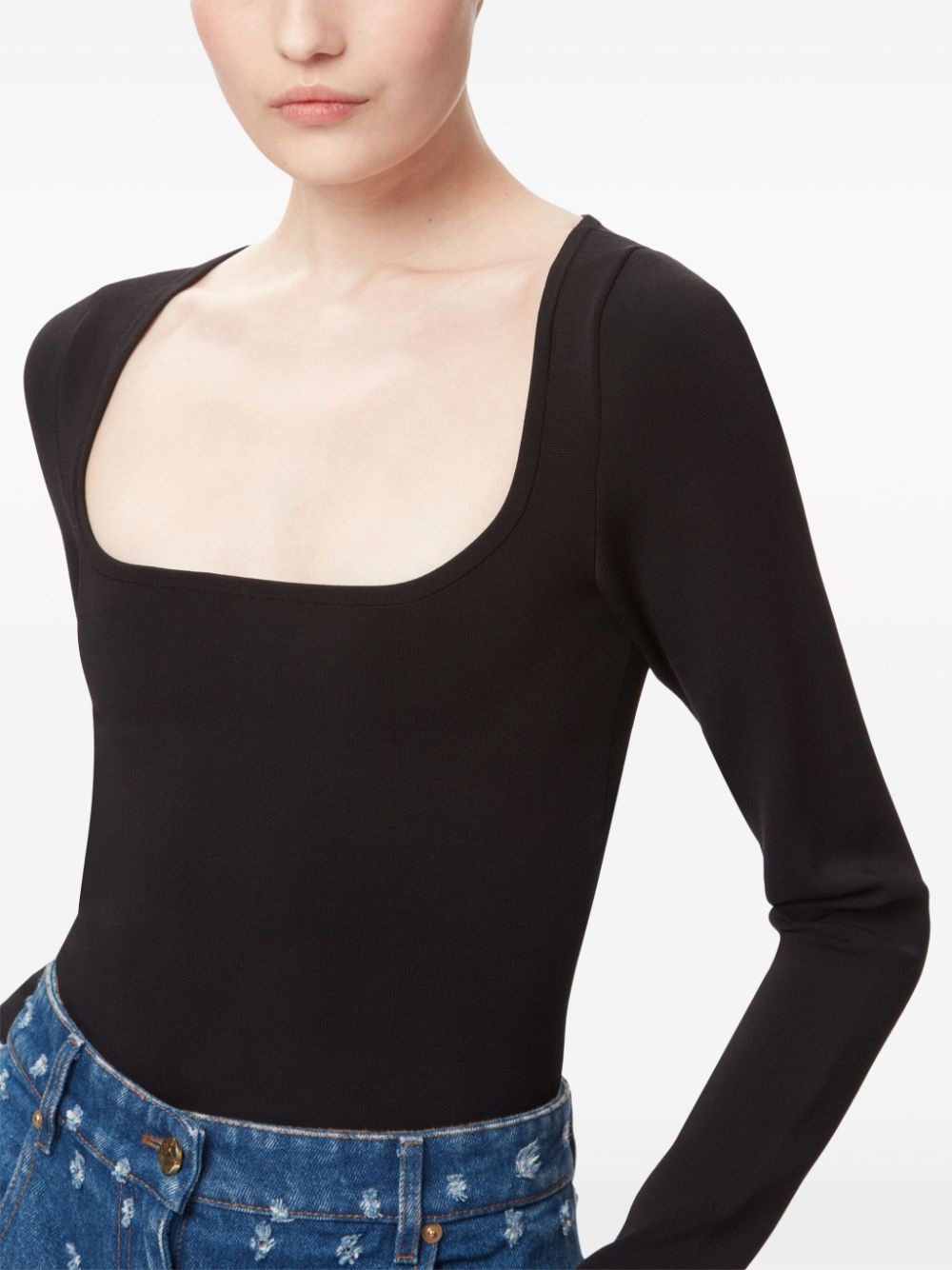 square-neck jersey top - 4
