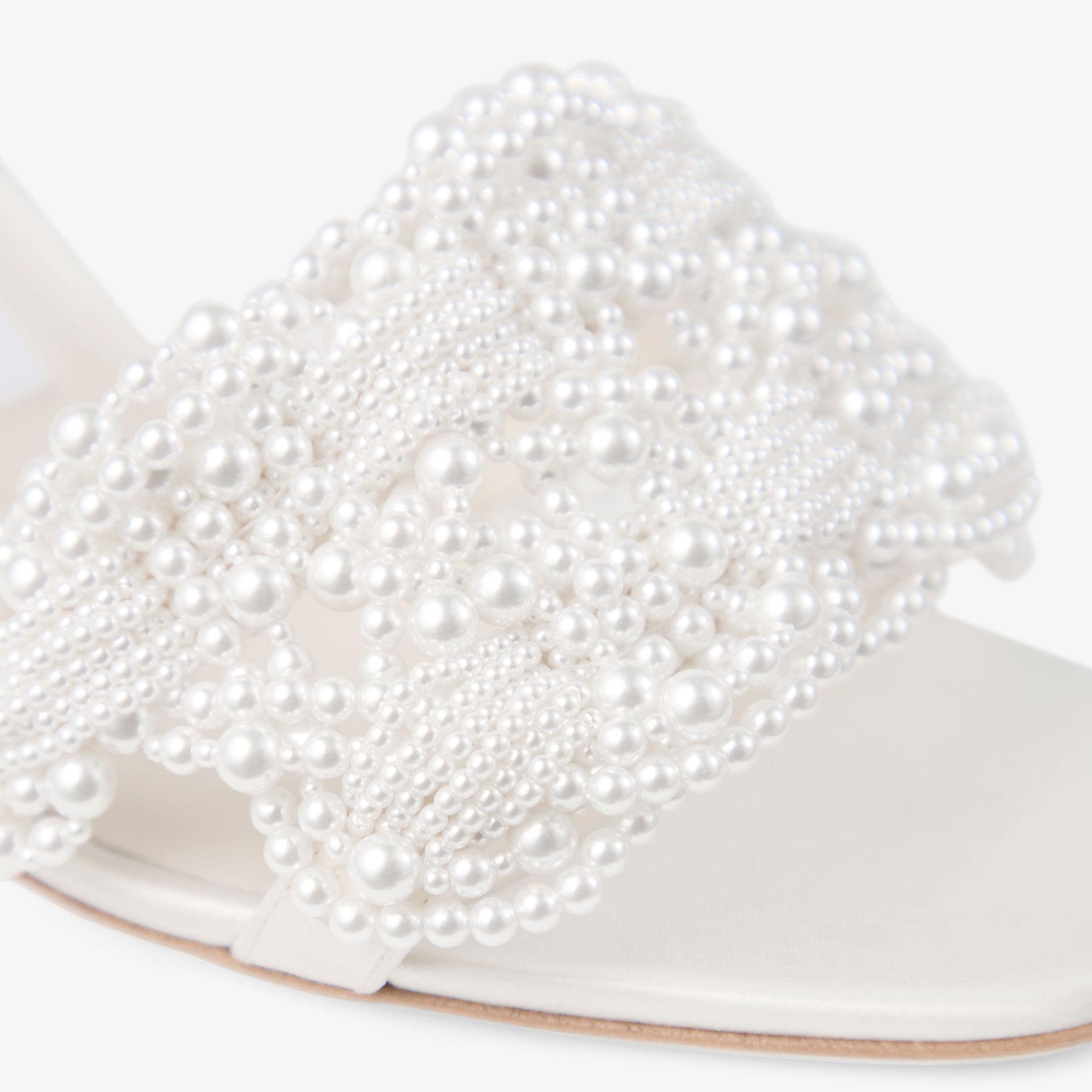 Cary Mule 70
Ivory Satin Mule Sandal with Pearl Embellishments - 3