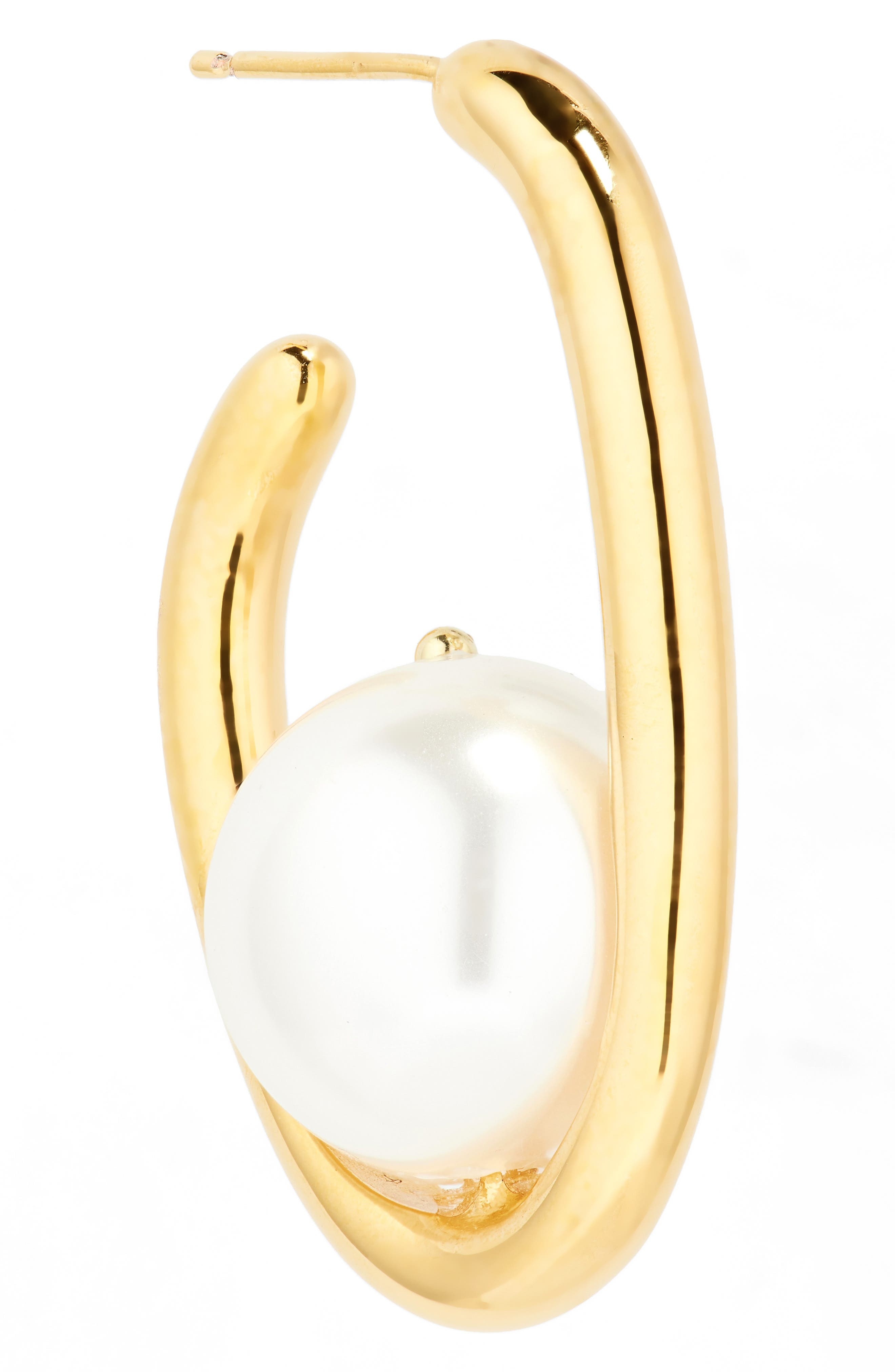 Oscar de la Renta Faux Pearl Hoop Earrings at Nordstrom - 6