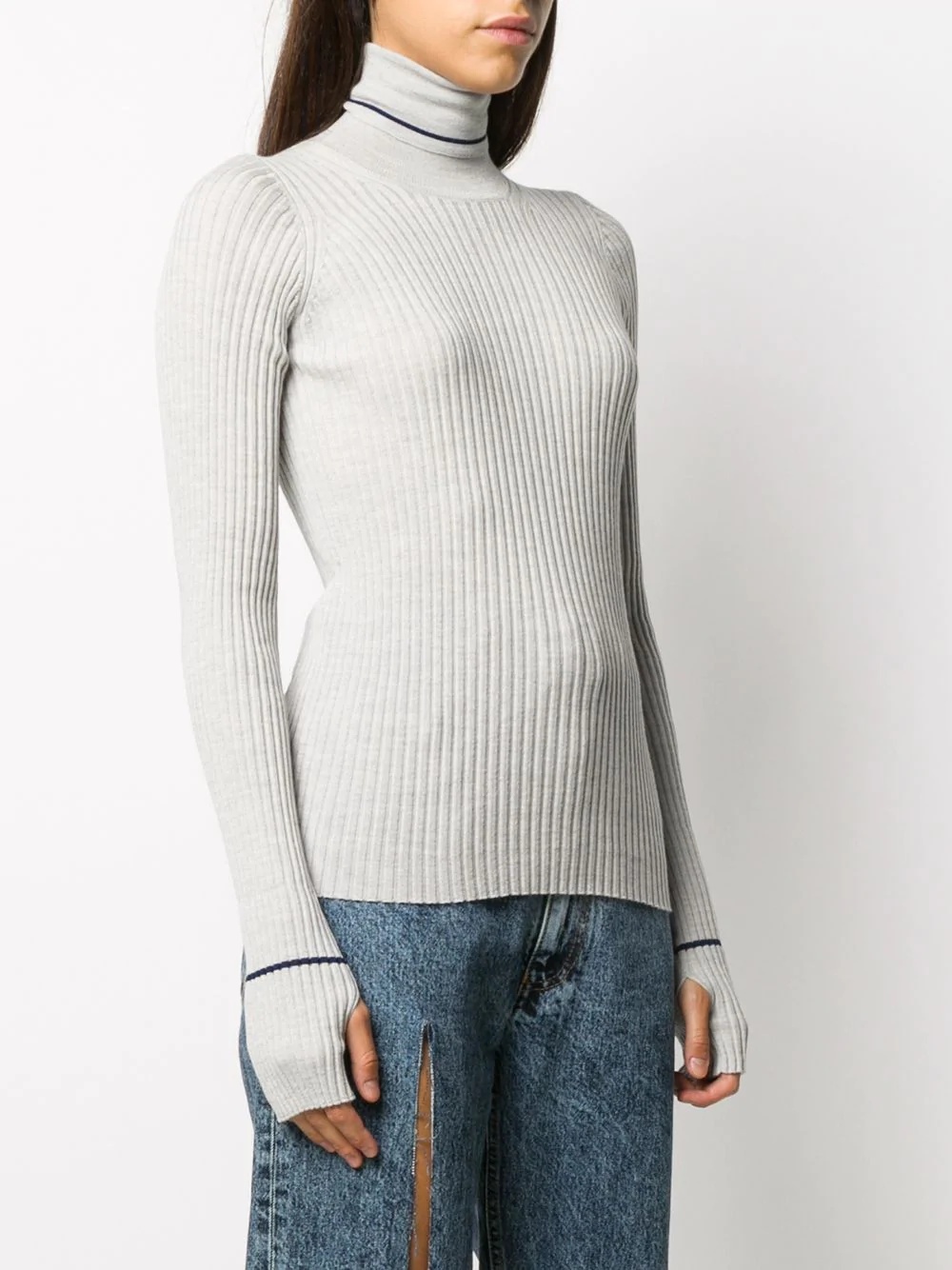 ribbed knitted roll neck top - 3