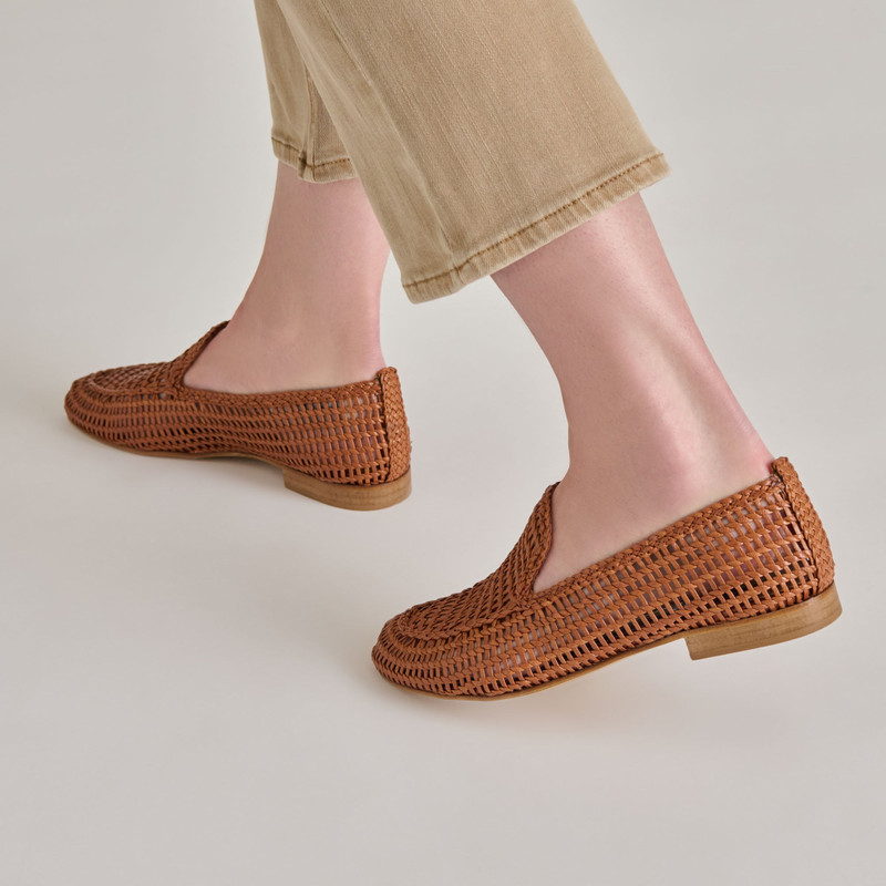 ARMOND FLATS COGNAC WOVEN LEATHER 4