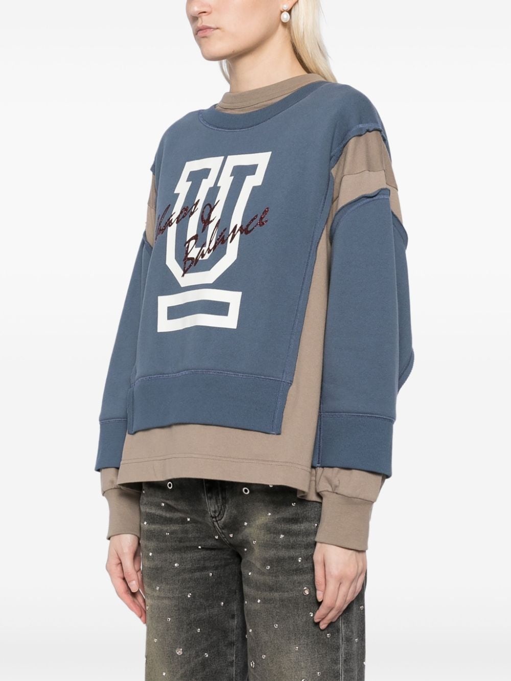 contrast-panel cotton sweatshirt - 3