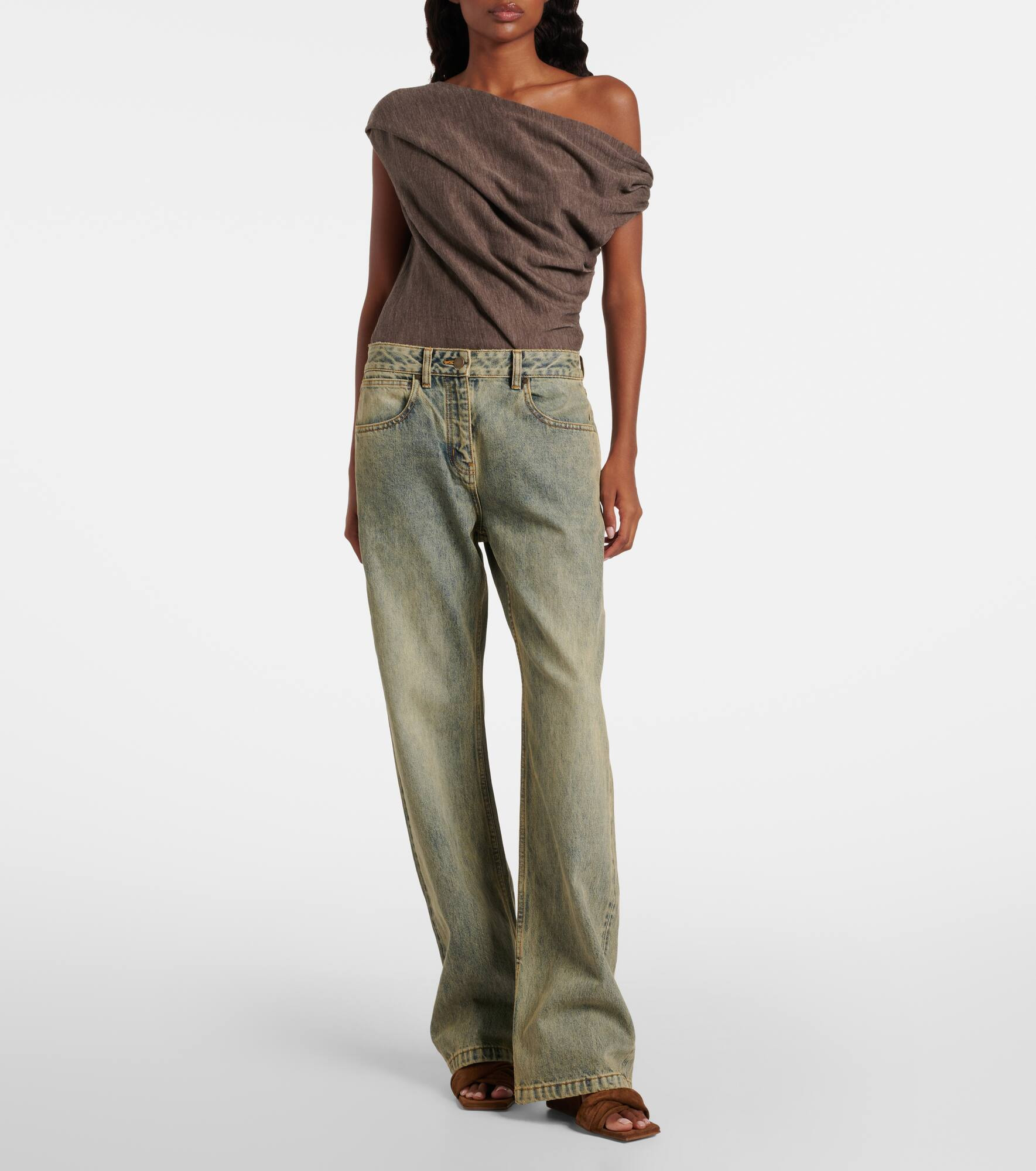 Faded high-rise straight jeans - 6