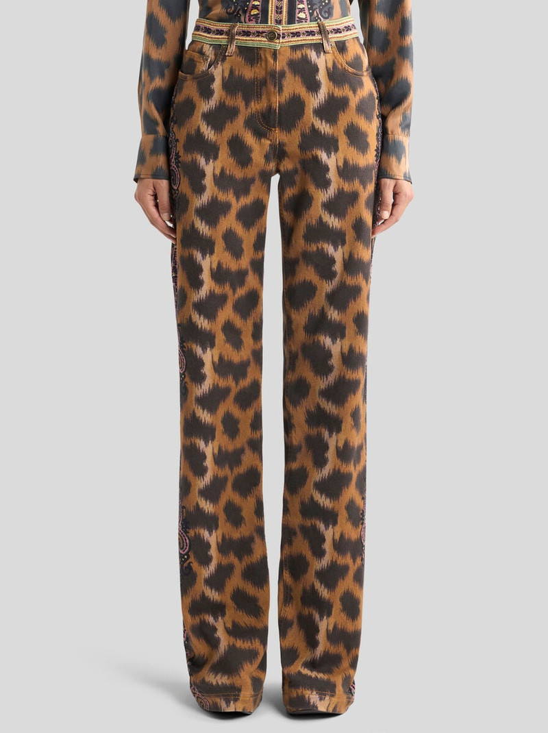 BOOTCUT JEANS IN BULL DENIM WITH ANIMAL MOTIF 2