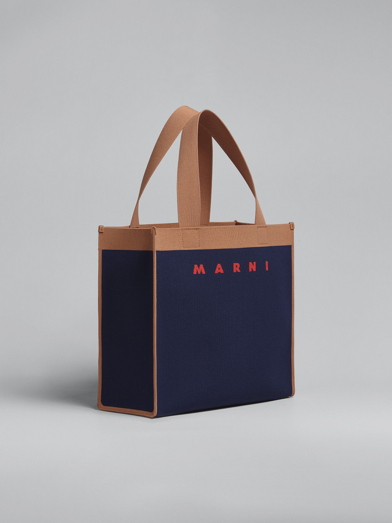 BLUE AND BROWN JACQUARD SHOPPING BAG 6
