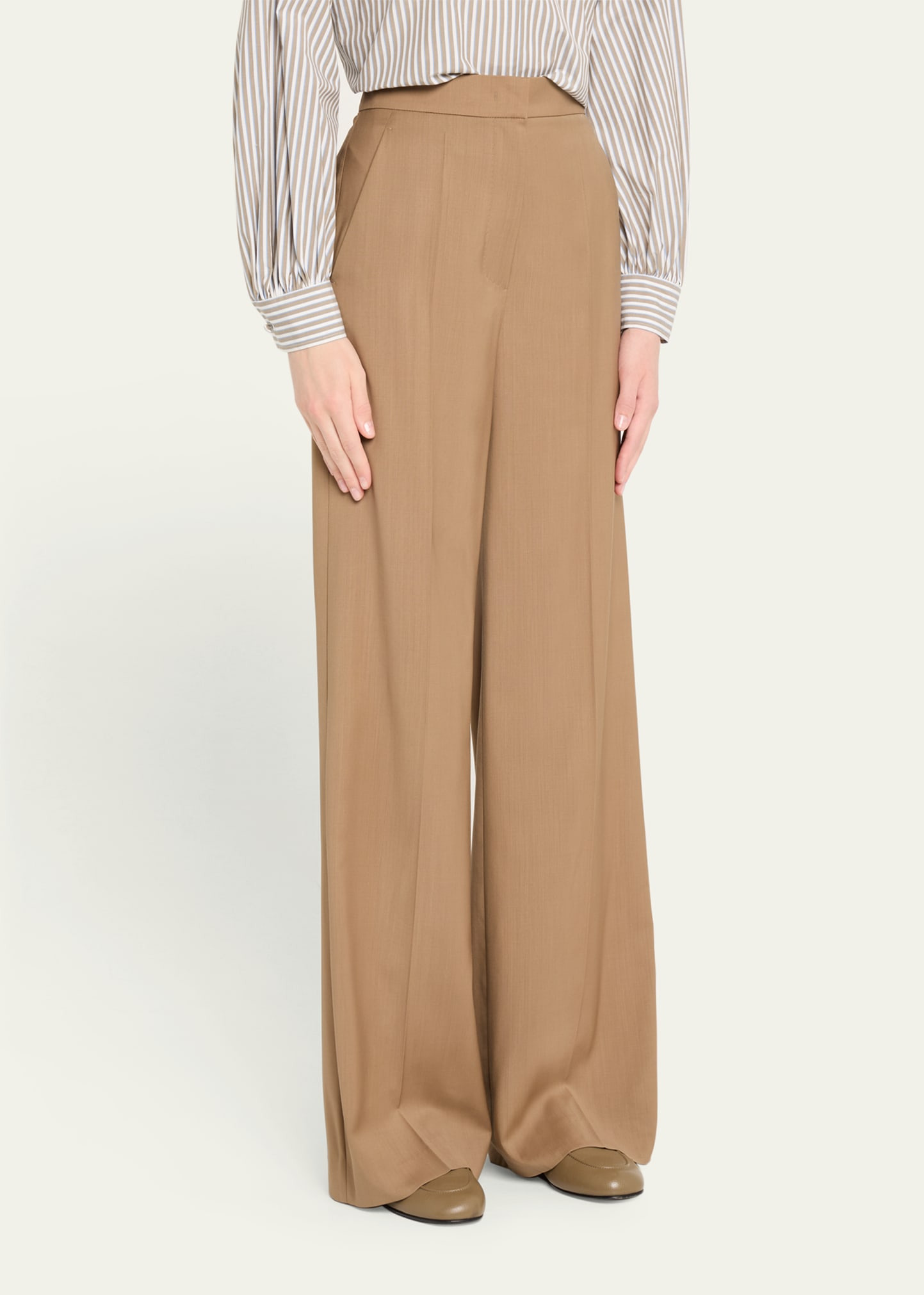 Fernet Wide Leg Wool Trousers - 4