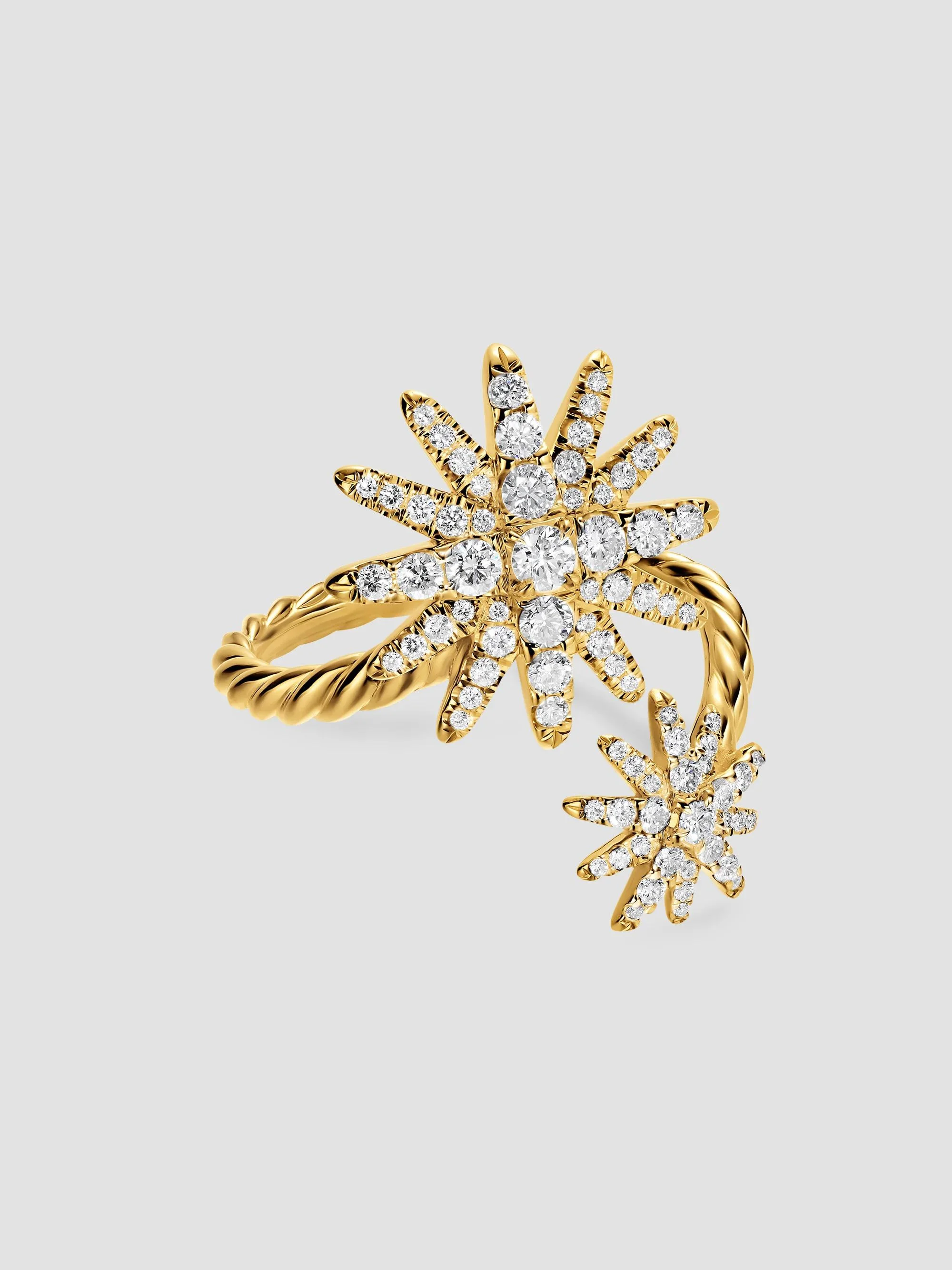 Women's Starburst Bypass Ring in 18K Yellow Gold - Gold - 1