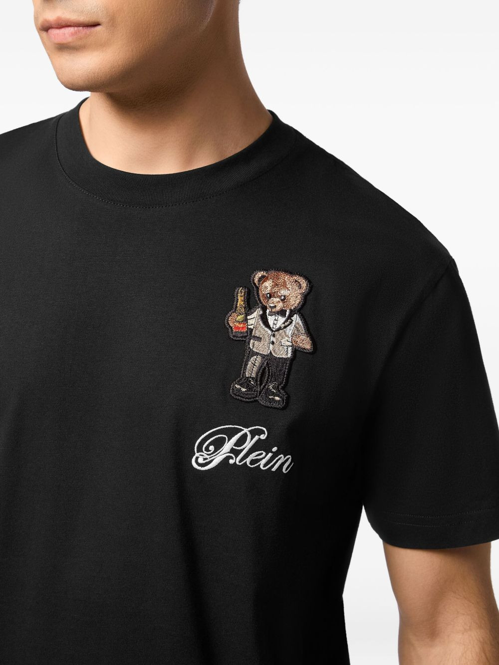 teddy bear-embroidered T-shirt - 4