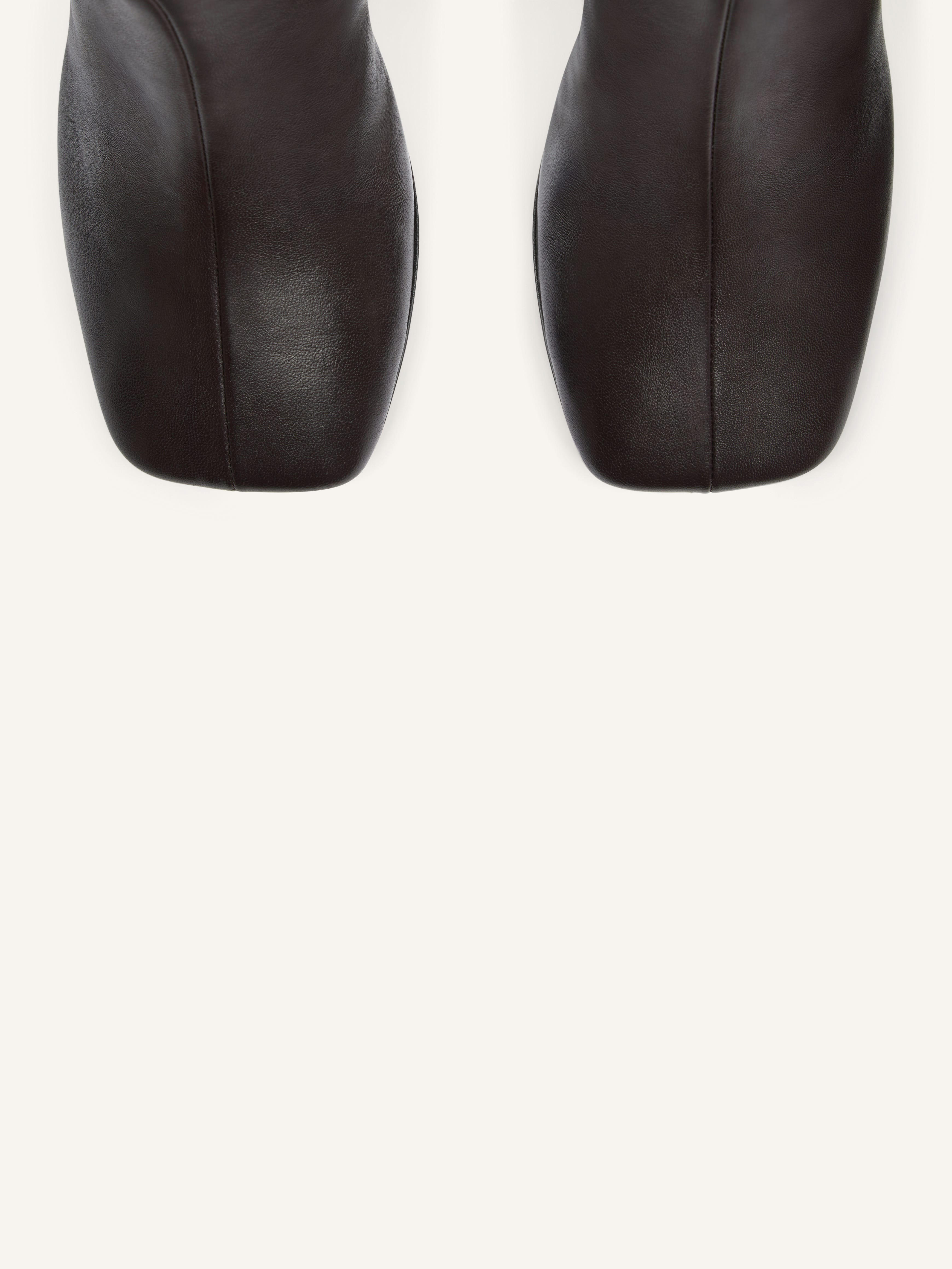 SQUARE TOE LEATHER ANKLE BOOTS - 4