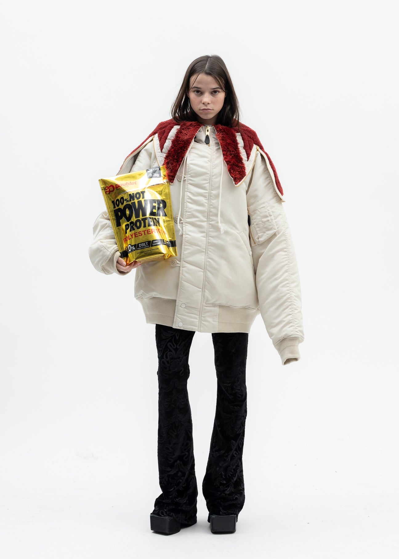 doublet IVORY PETAL MOUTH HOOD BOMBER JACKET | 017shop