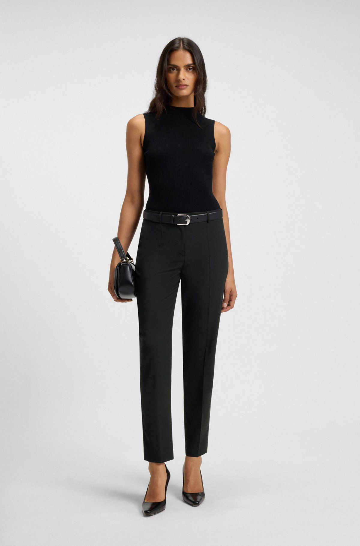 REGULAR-FIT TAPERED-LEG PANTS IN CHECKERED VIRGIN WOOL - 3