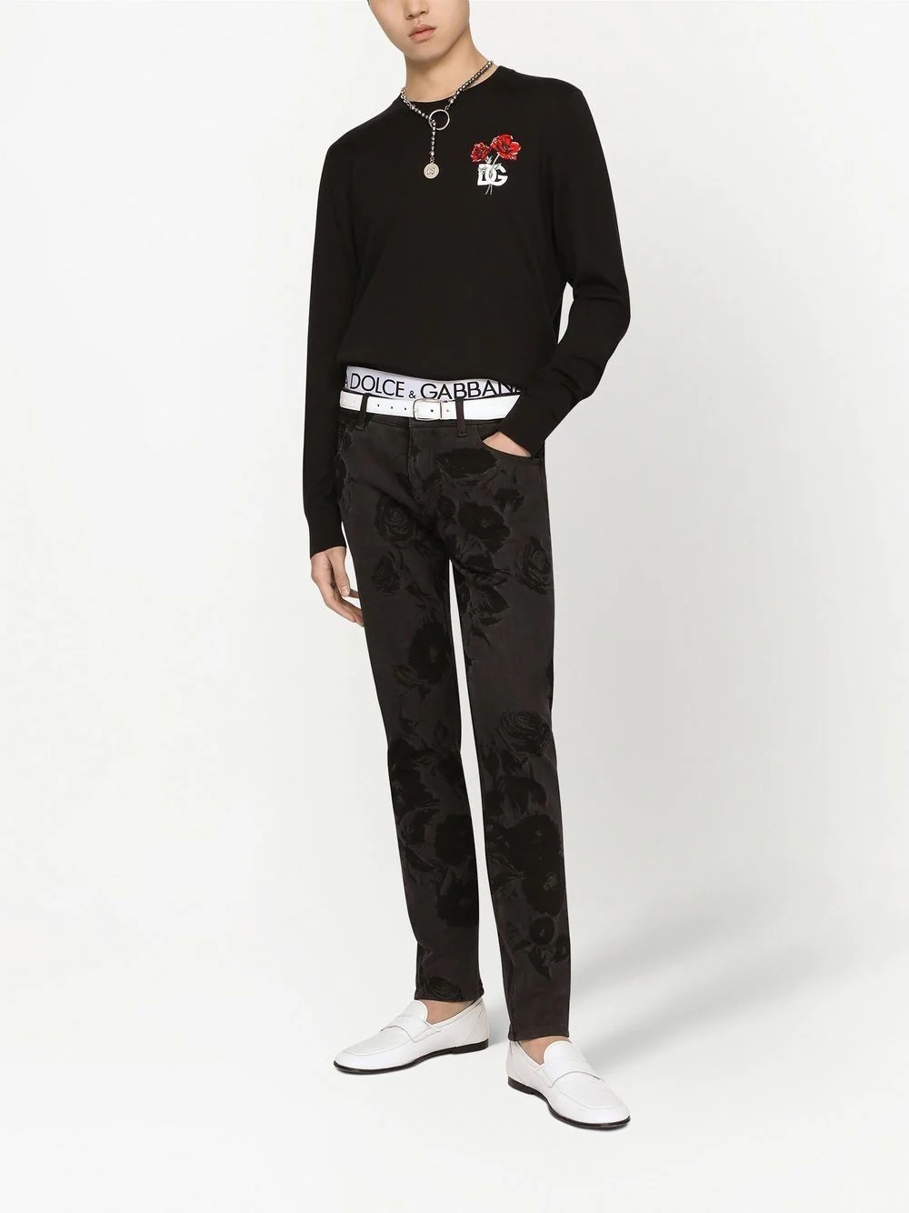 embroidered long-sleeve jumper - 3