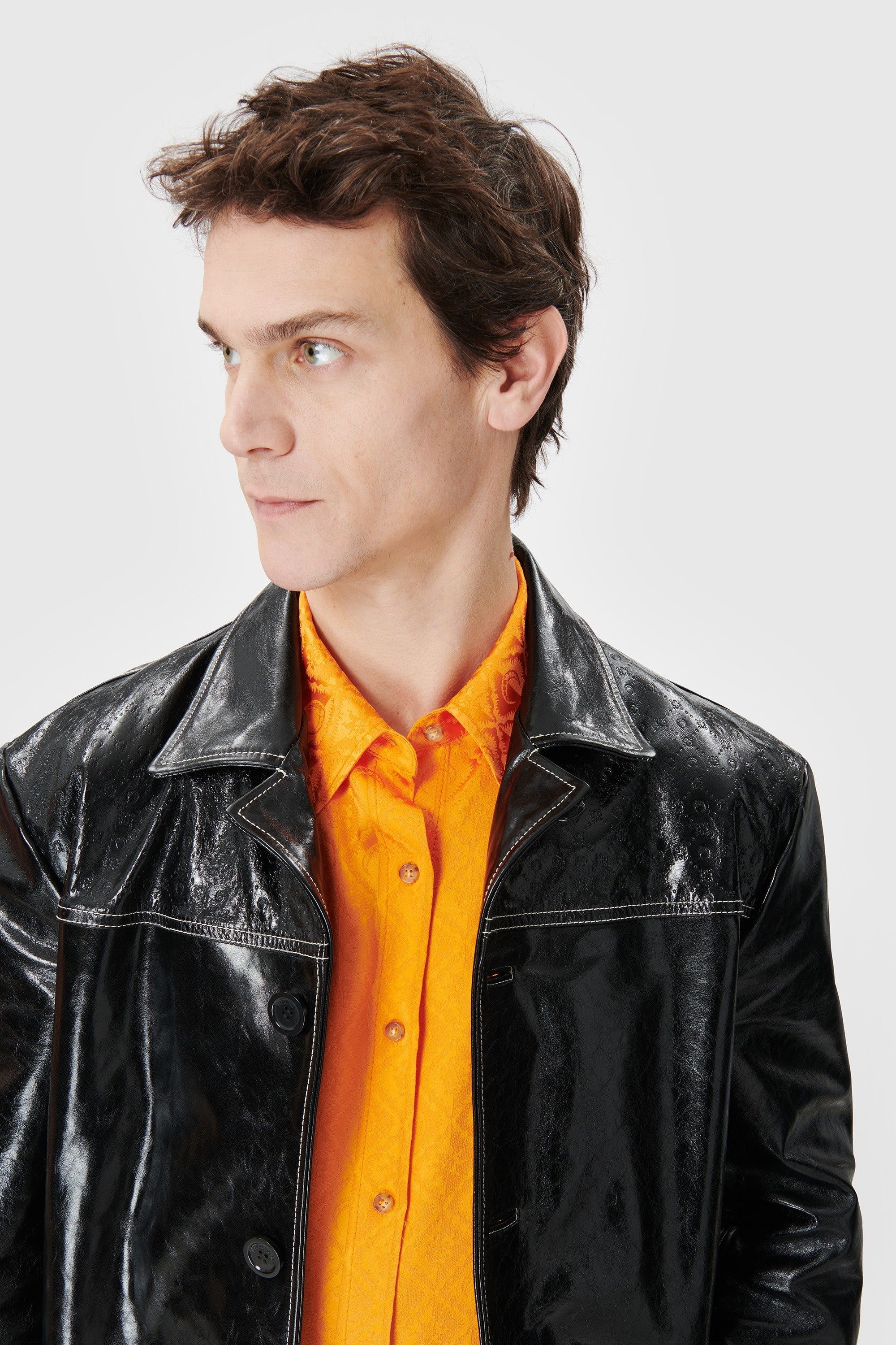 Embossed Leather Overshirt - 4