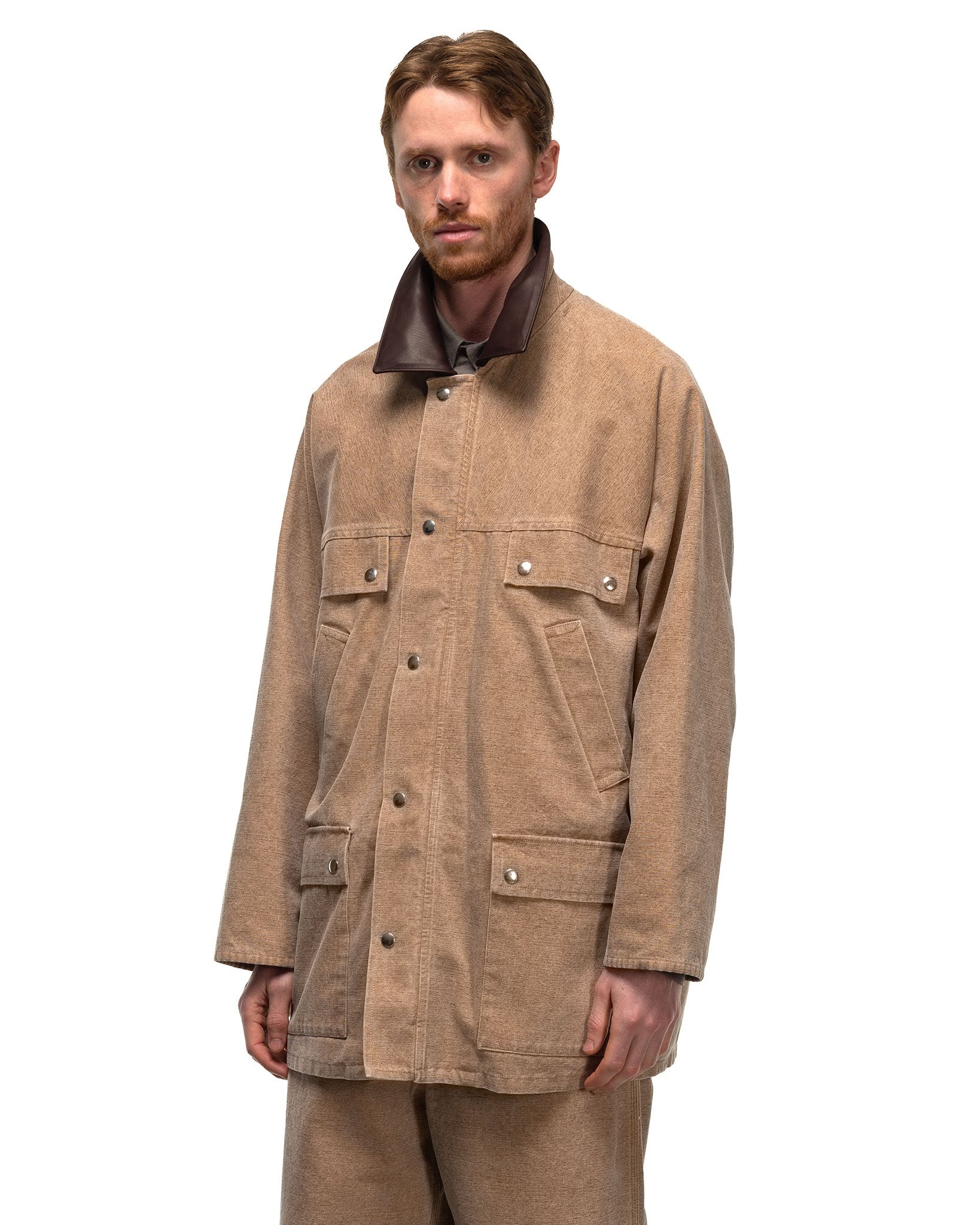 AURALEE Washed Organic Canvas Hunting Blouson Light Brown