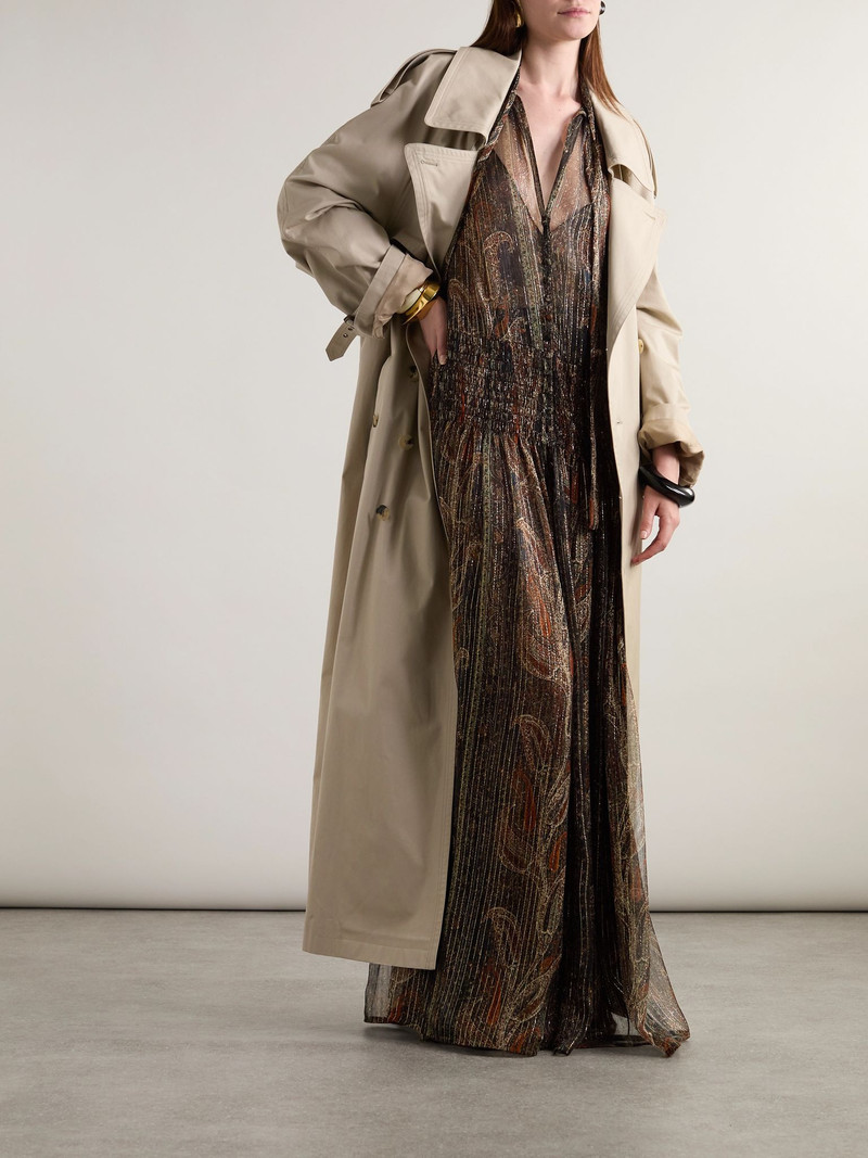 SAINT LAURENT Smocked metallic paisley-print silk-blend chiffon maxi dress Multi outlook