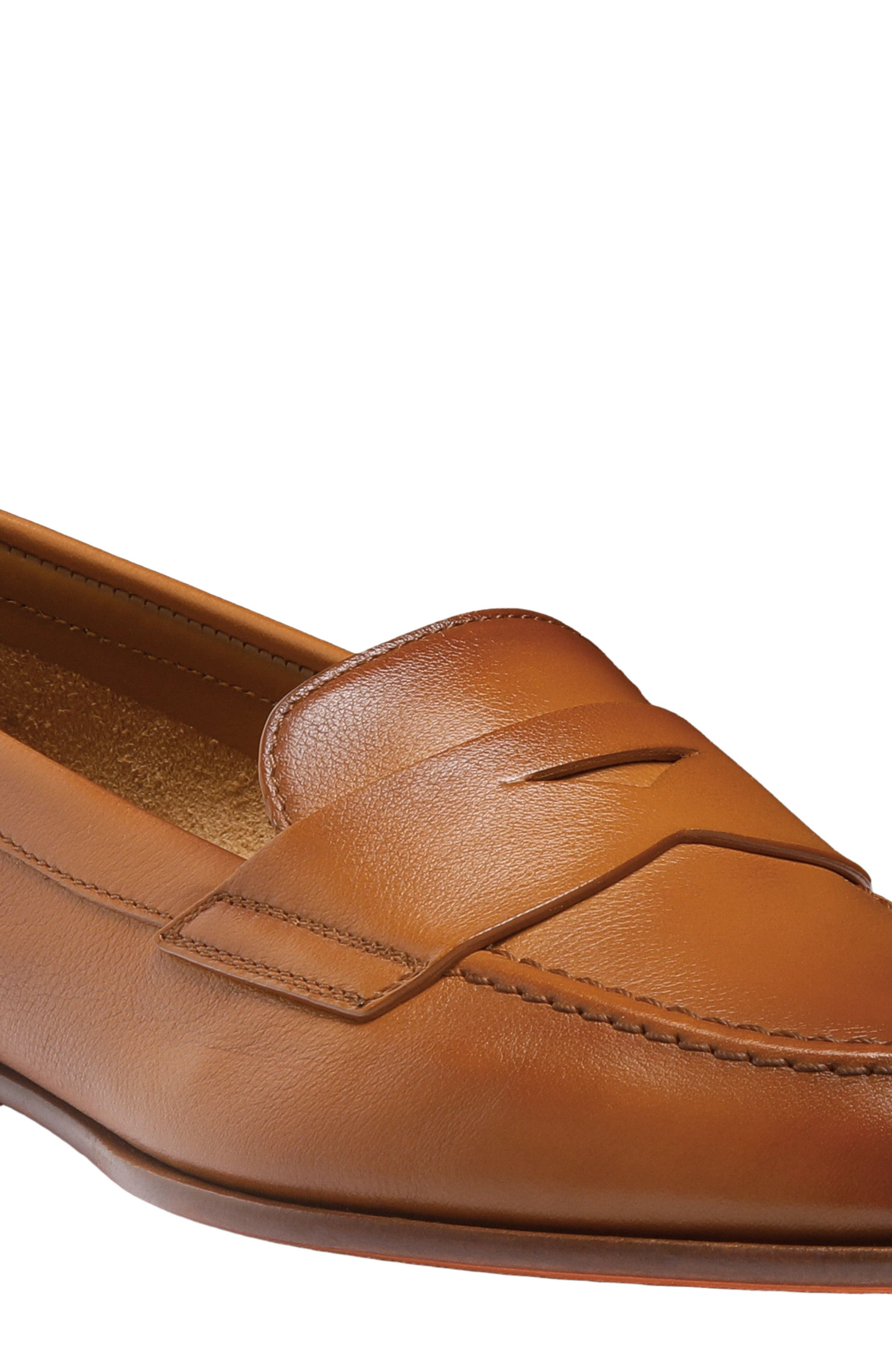 Santoni Leather Penny Loafer in Brown at Nordstrom - 5