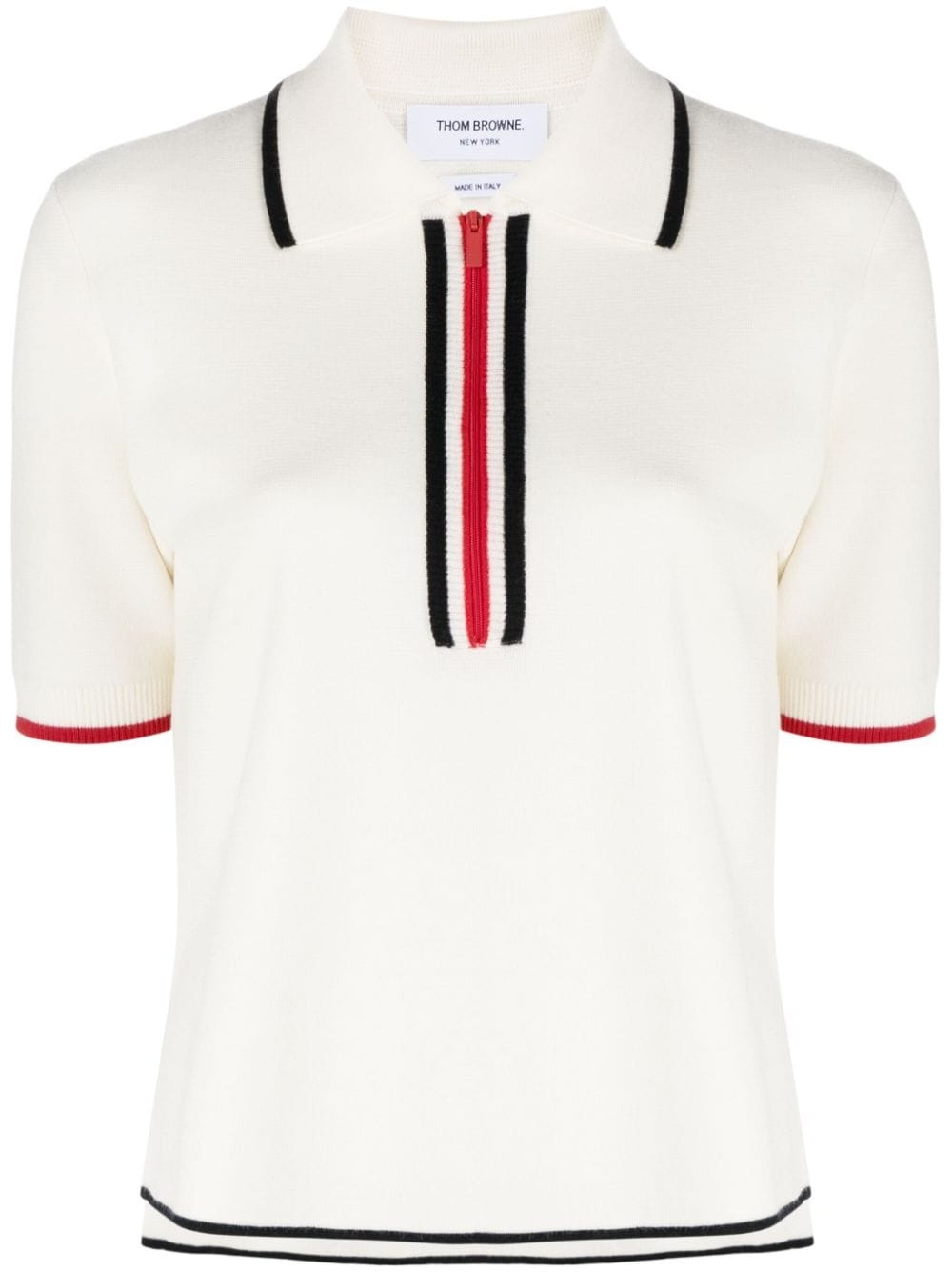 RWB-striped virgin wool polo shirt - 1