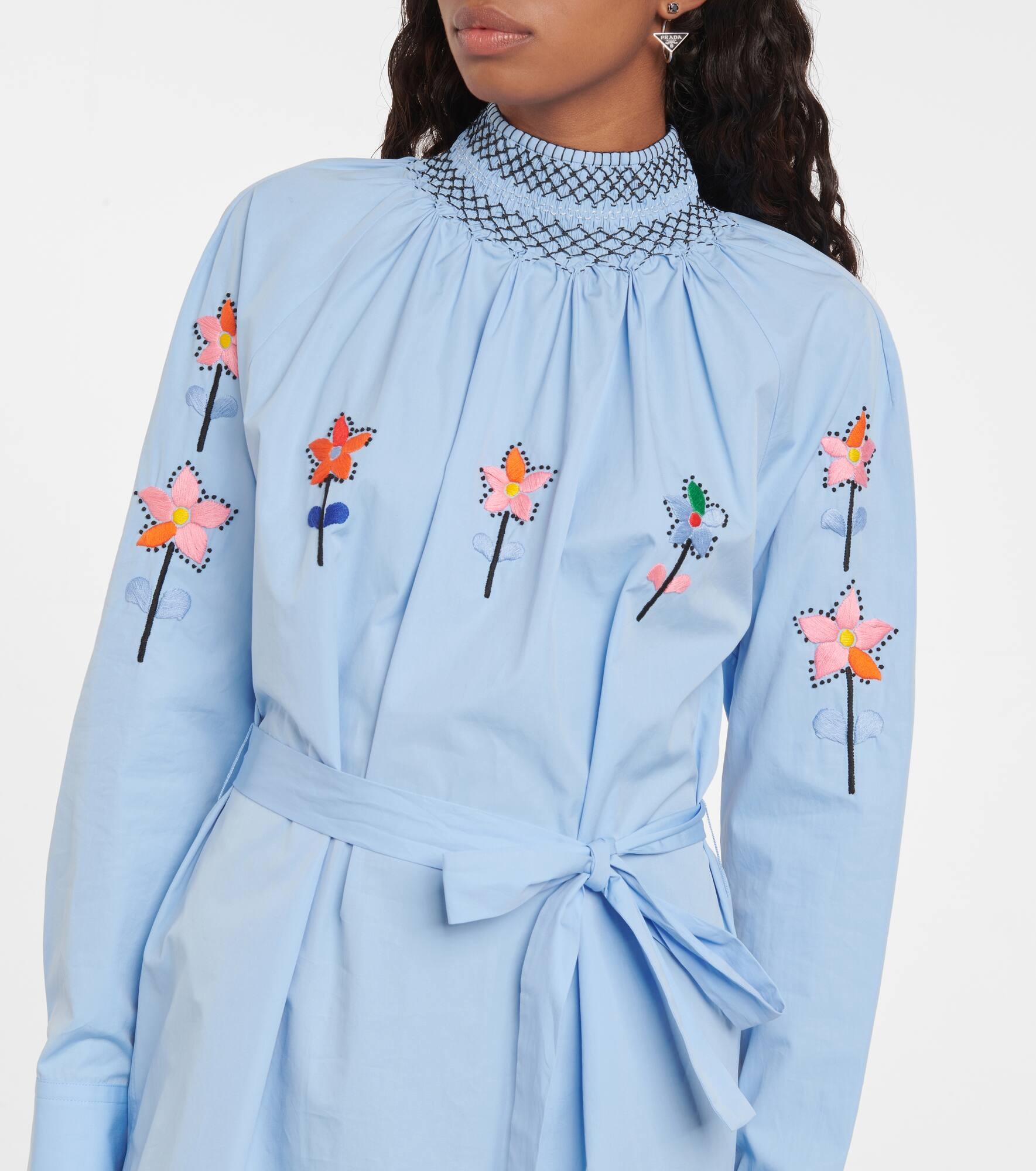 Embroidered cotton-poplin minidress - 4