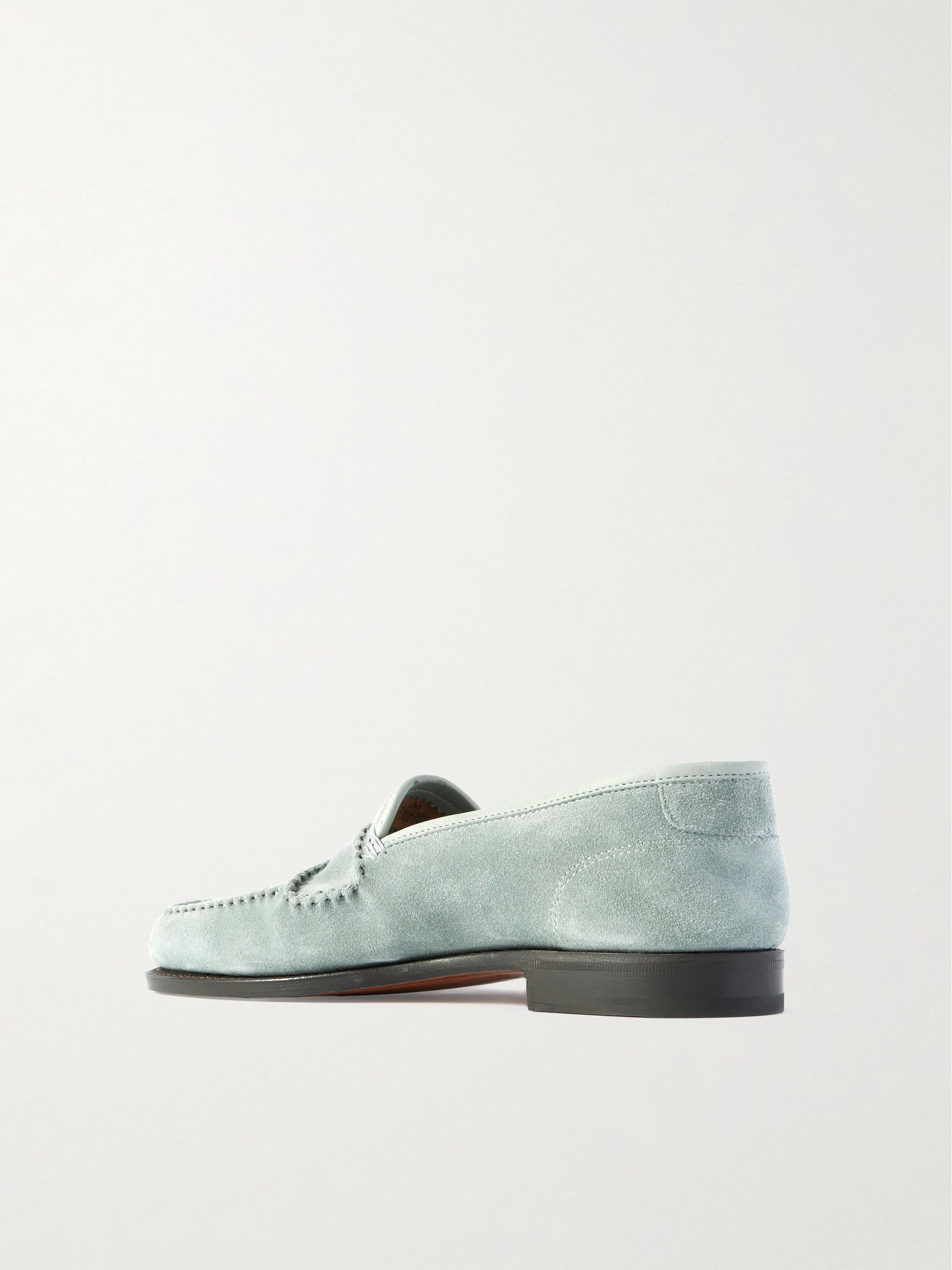 Bath Leather-Trimmed Suede Loafers Blue - 4